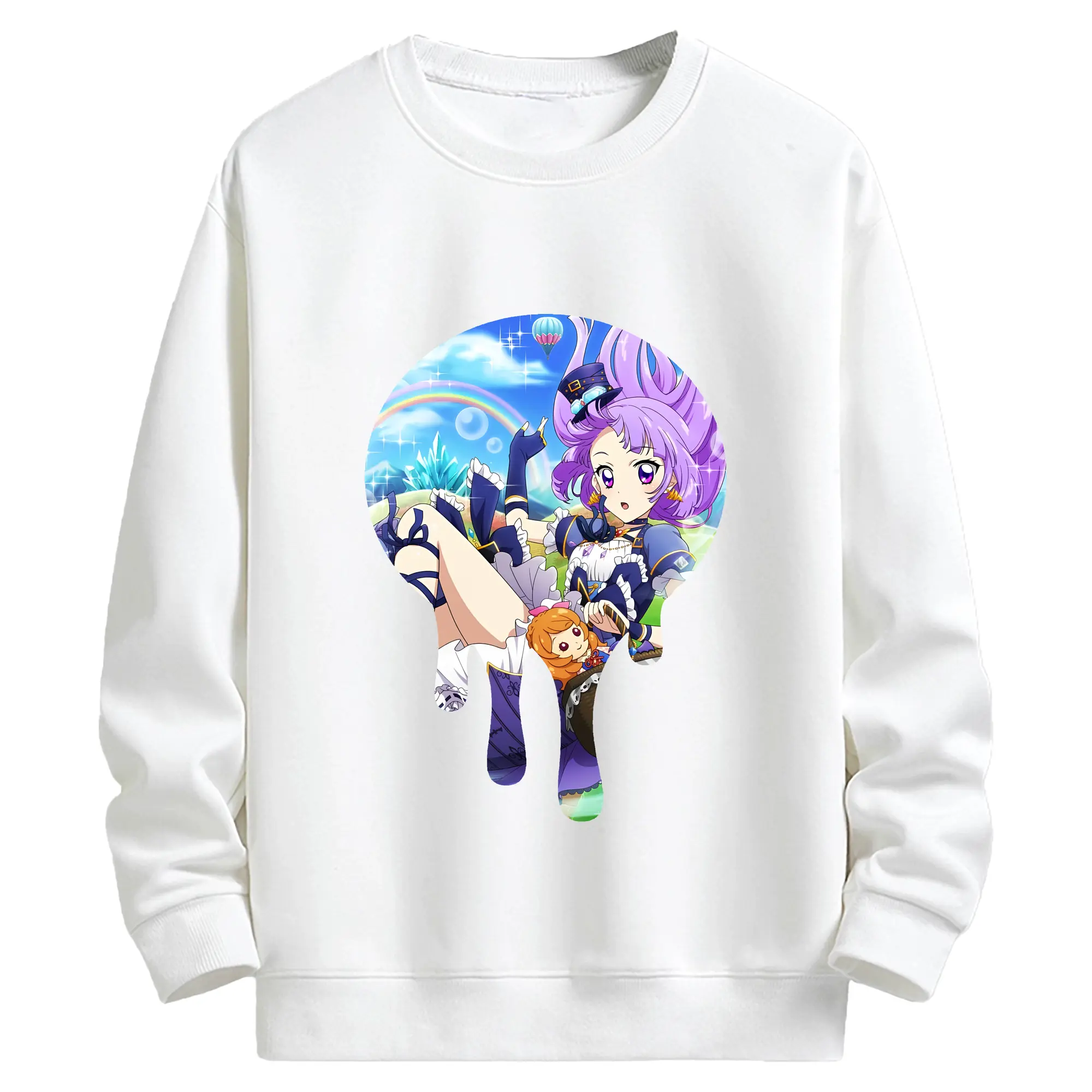 アイカツ グッズ 氷上 スミレ - キッズ クルーネックスウェットシャツ ・ フロントプリント ・ 綿80％ ポリエステル20％ ・ 快適 通学 スポーツ 日常使い お散歩用