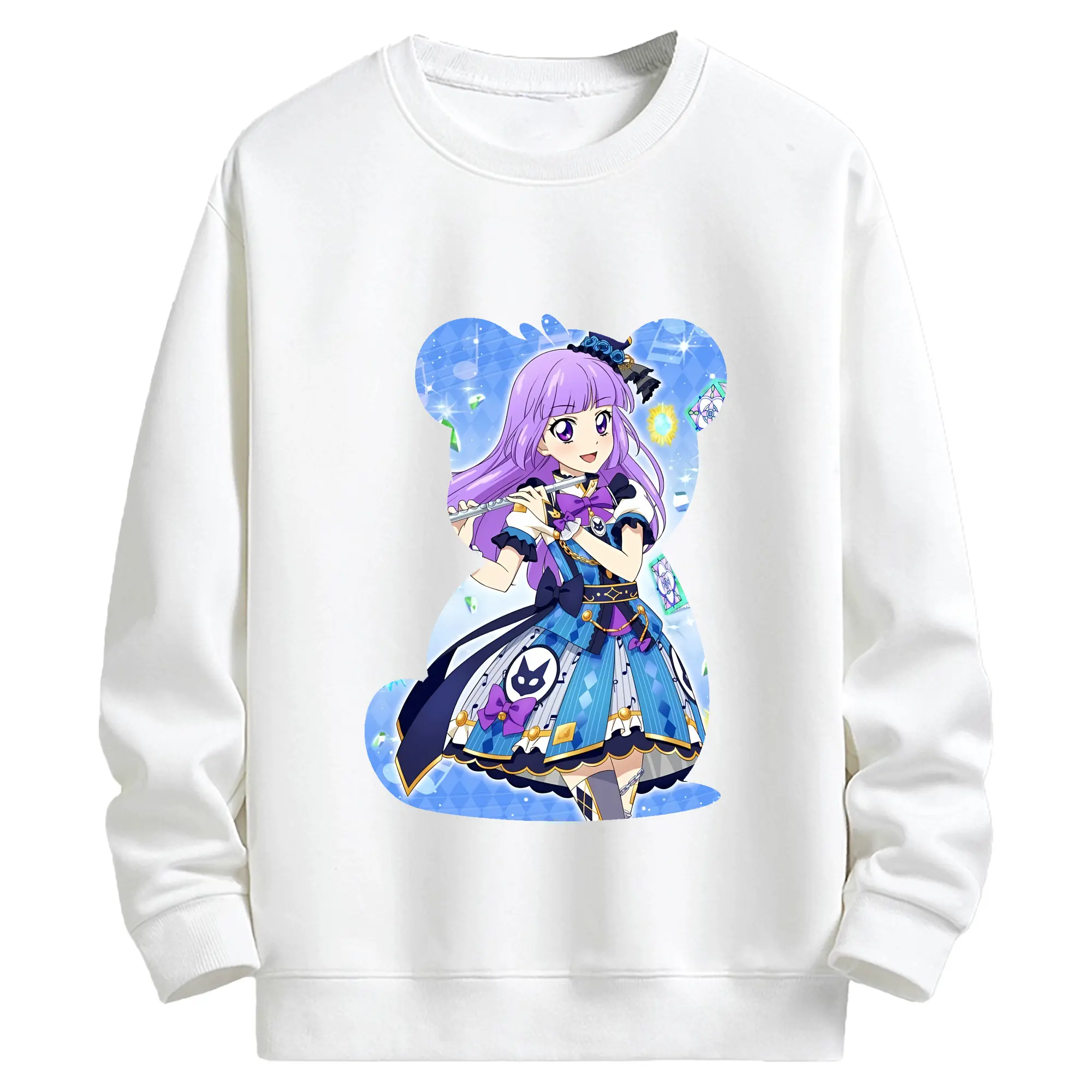 アイカツ グッズ 氷上 スミレ - キッズ クルーネックスウェットシャツ ・ フロントプリント ・ 綿80％ ポリエステル20％ ・ 快適 通学 スポーツ 日常使い お散歩用