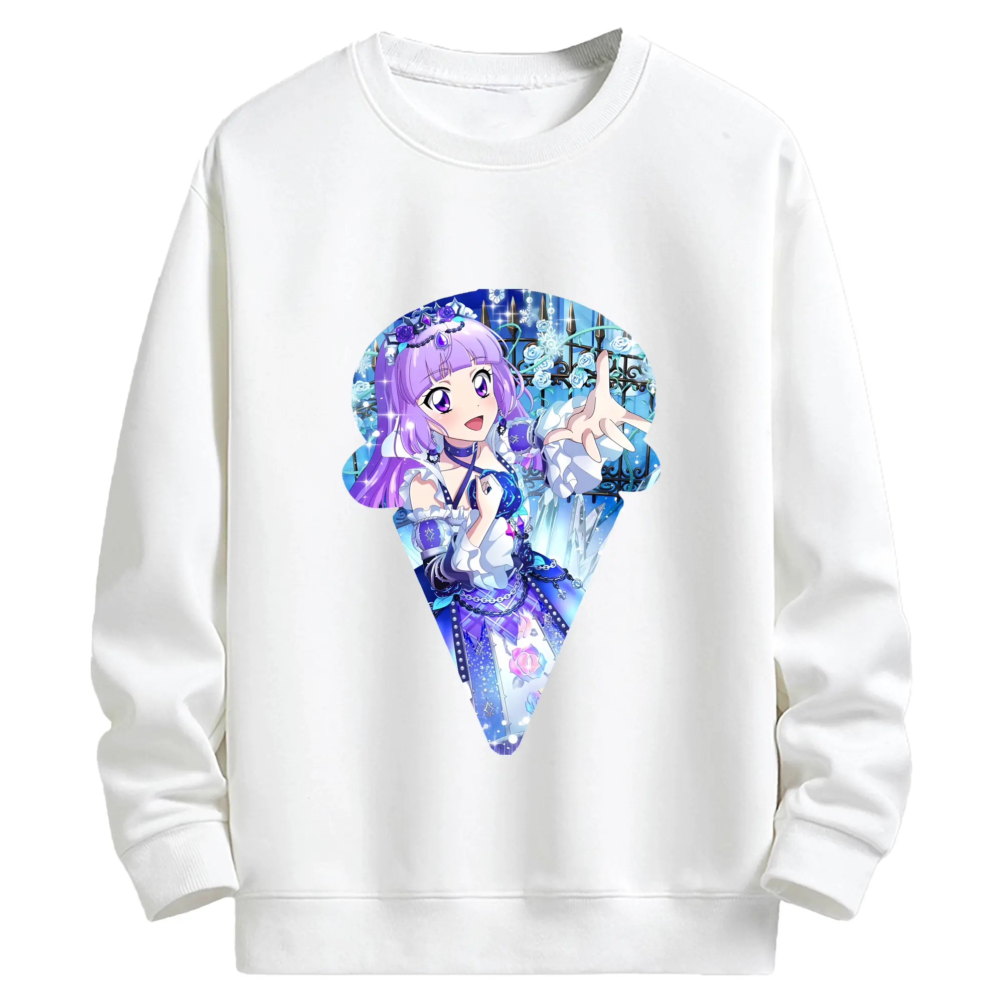 アイカツ グッズ 氷上 スミレ - キッズ クルーネックスウェットシャツ ・ フロントプリント ・ 綿80％ ポリエステル20％ ・ 快適 通学 スポーツ 日常使い お散歩用