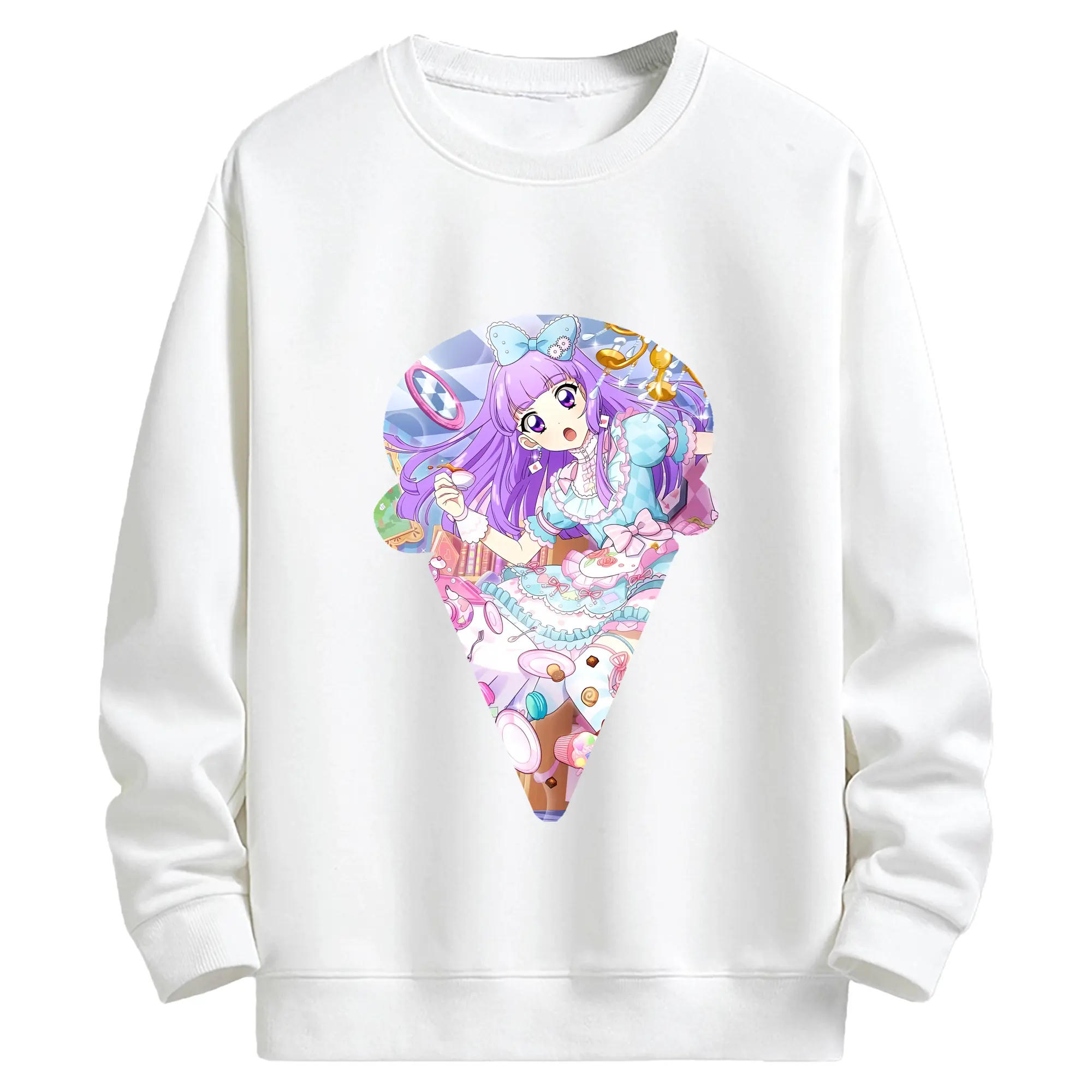 アイカツ グッズ 氷上 スミレ - キッズ クルーネックスウェットシャツ ・ フロントプリント ・ 綿80％ ポリエステル20％ ・ 快適 通学 スポーツ 日常使い お散歩用