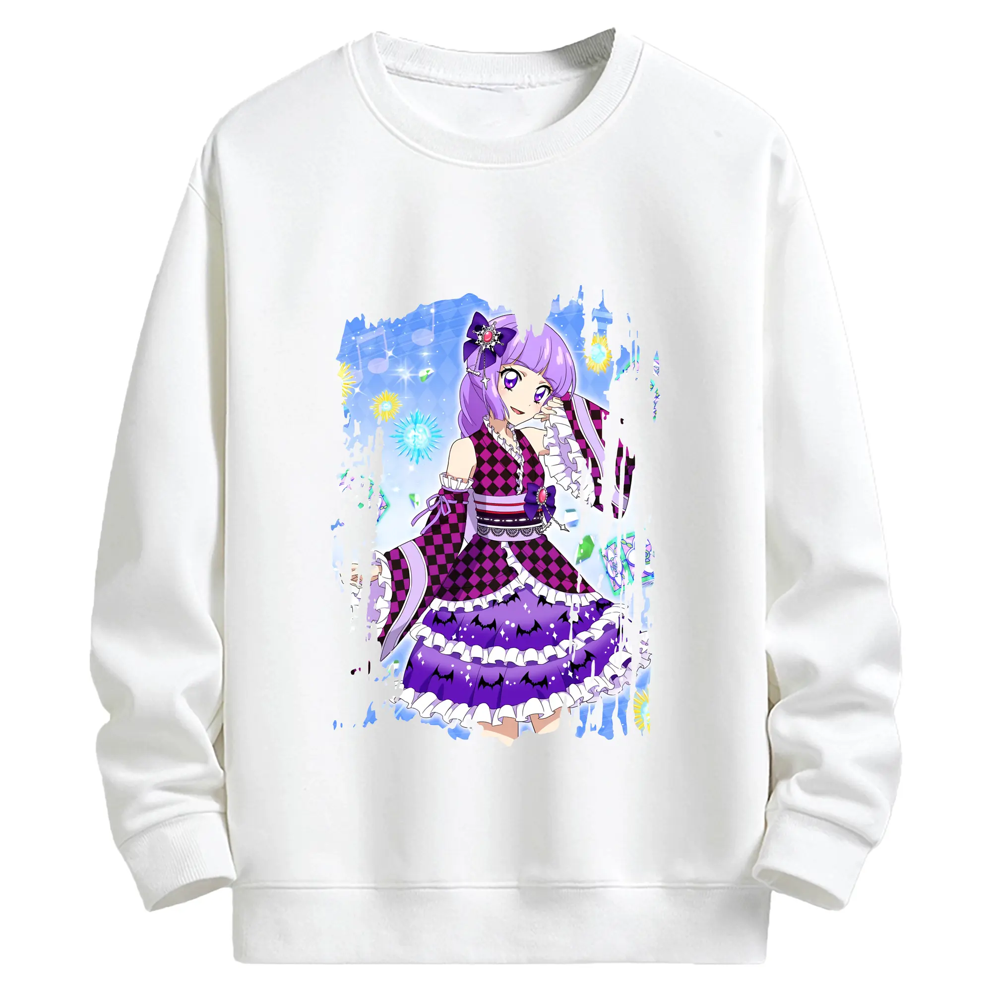 アイカツ グッズ 氷上 スミレ - キッズ クルーネックスウェットシャツ ・ フロントプリント ・ 綿80％ ポリエステル20％ ・ 快適 通学 スポーツ 日常使い お散歩用