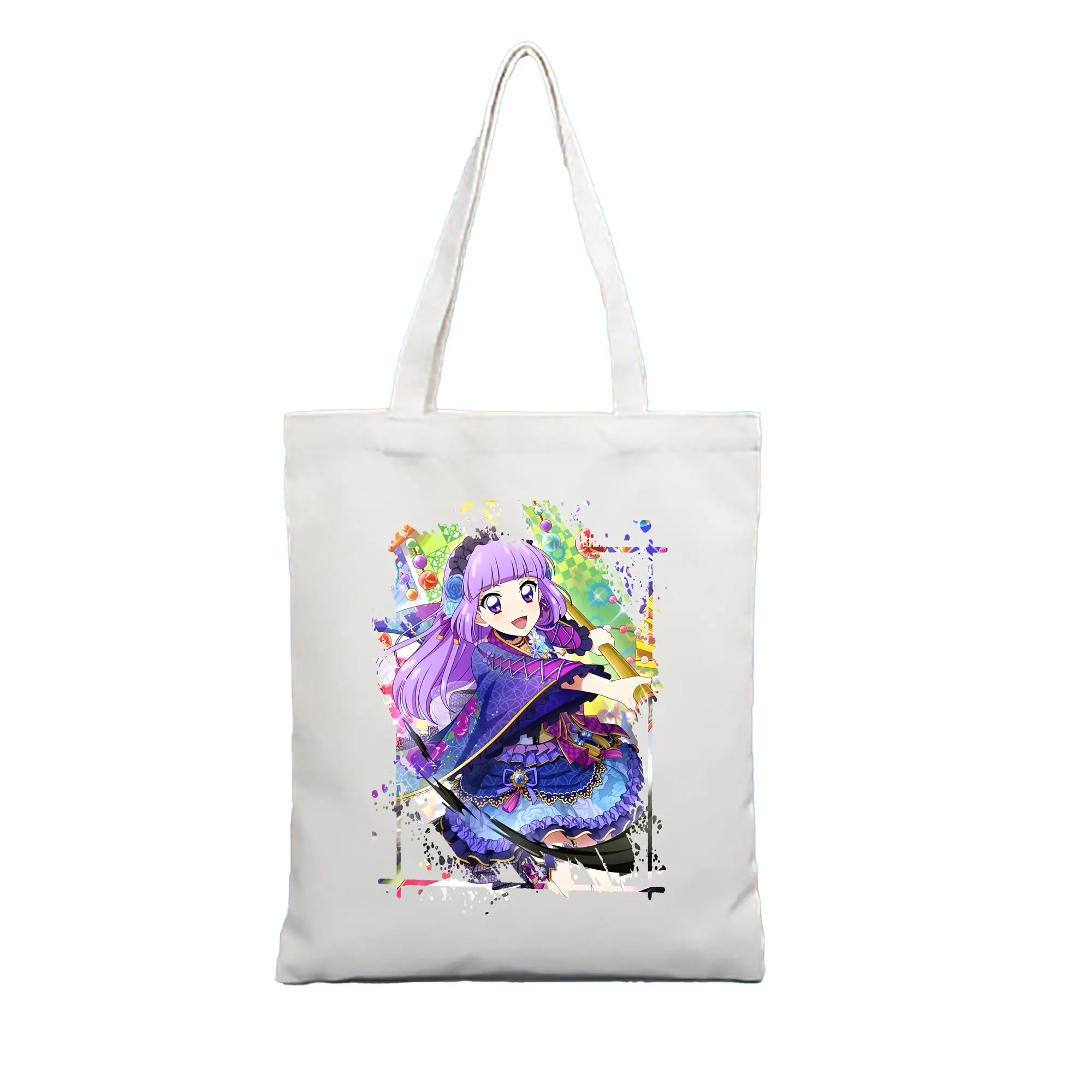 アイカツ グッズ 氷上 スミレ - 縦型キャンバス手提げバッグ（トートバッグ） ・ キャンバス素材 ・ ショッピング用 ・ 軽量 丈夫 お手入れ簡単