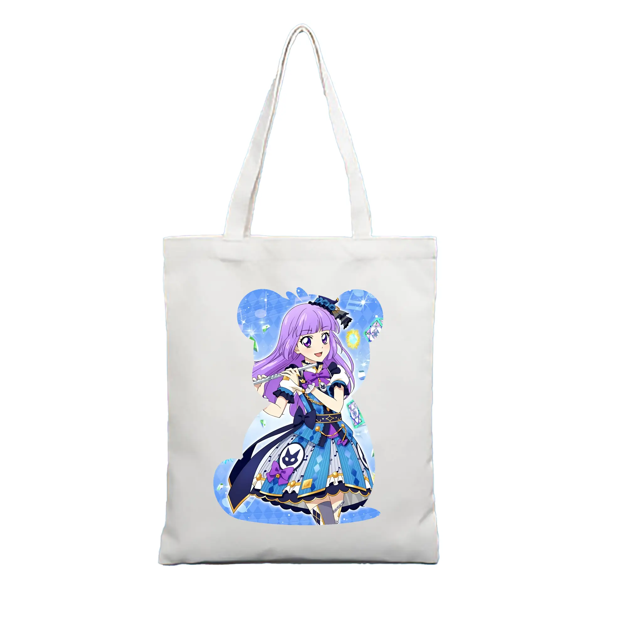 アイカツ グッズ 氷上 スミレ - 縦型キャンバス手提げバッグ（トートバッグ） ・ キャンバス素材 ・ ショッピング用 ・ 軽量 丈夫 お手入れ簡単