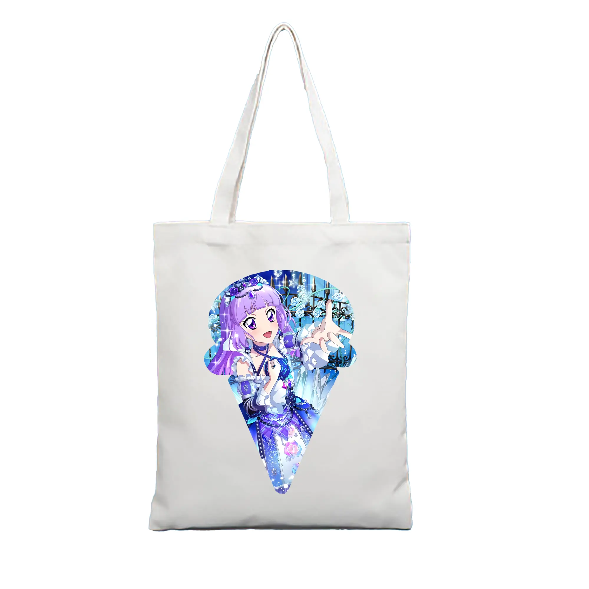 アイカツ グッズ 氷上 スミレ - 縦型キャンバス手提げバッグ（トートバッグ） ・ キャンバス素材 ・ ショッピング用 ・ 軽量 丈夫 お手入れ簡単