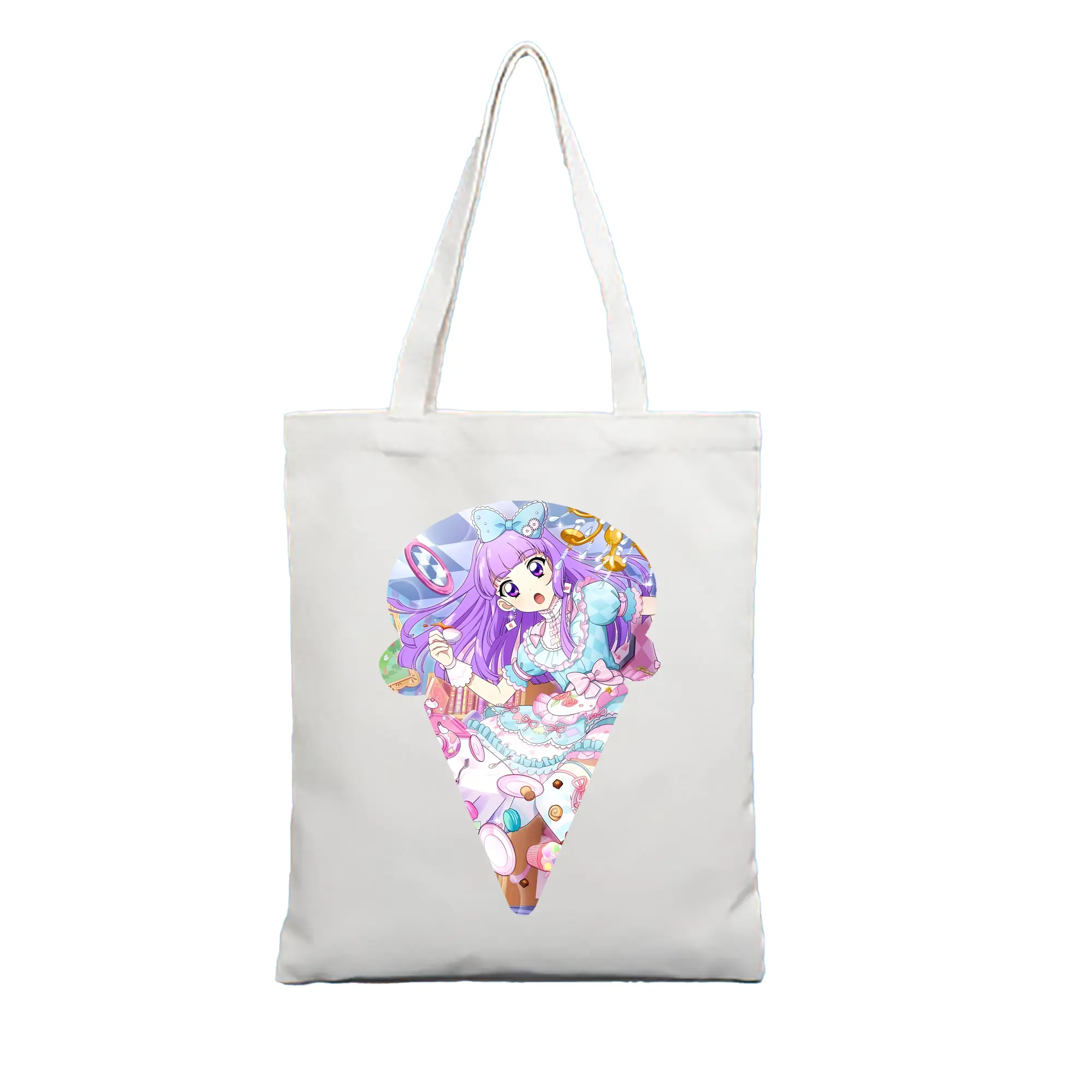 アイカツ グッズ 氷上 スミレ - 縦型キャンバス手提げバッグ（トートバッグ） ・ キャンバス素材 ・ ショッピング用 ・ 軽量 丈夫 お手入れ簡単