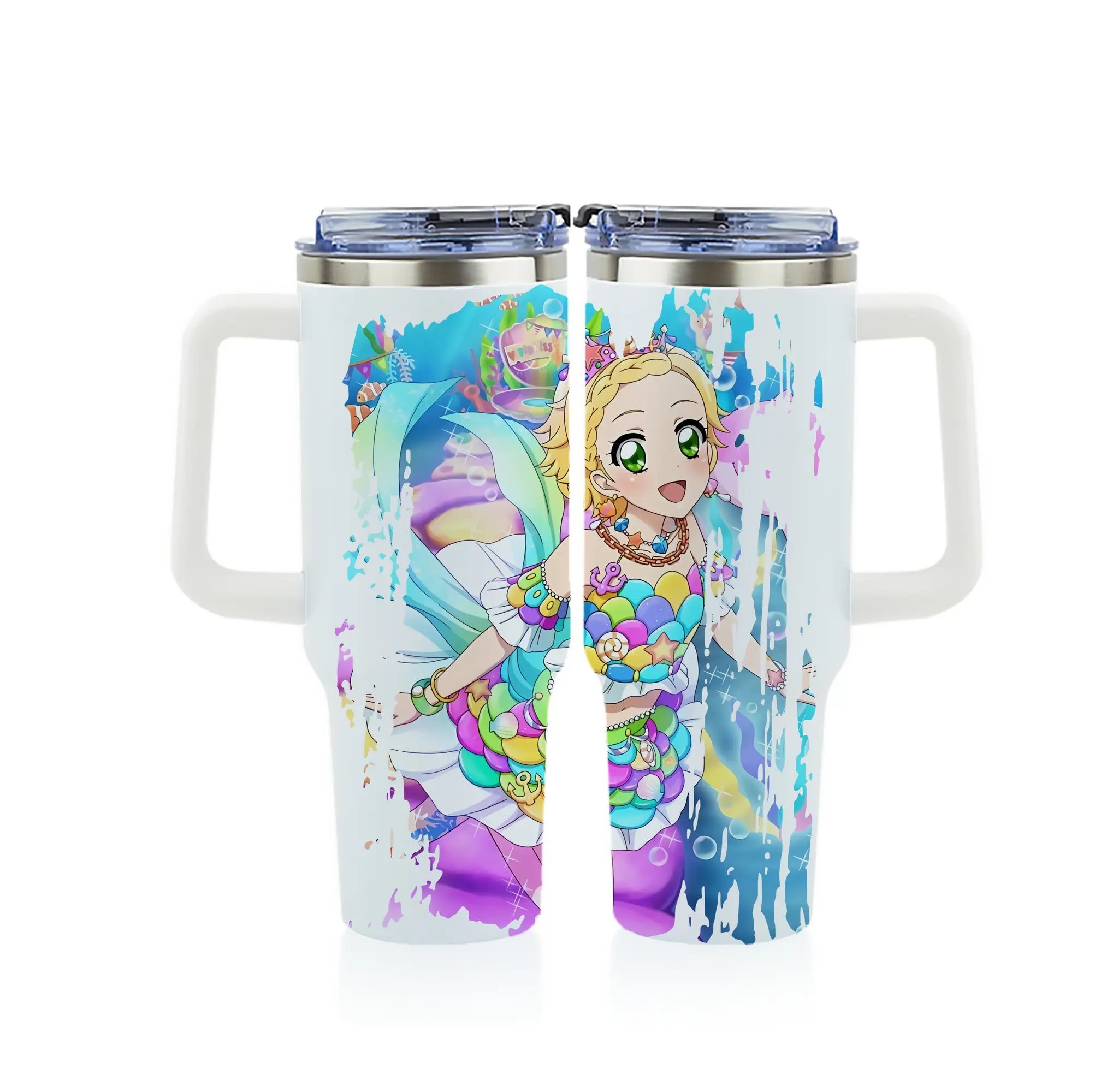 アイカツ グッズ 新条 ひなき - 1200mL フルプリント車用タンブラー ・ 304ステンレス 内側 ・ 201ステンレス 外側 ・ 保温 保冷 ・ 通勤 ドライブ アウトドア用