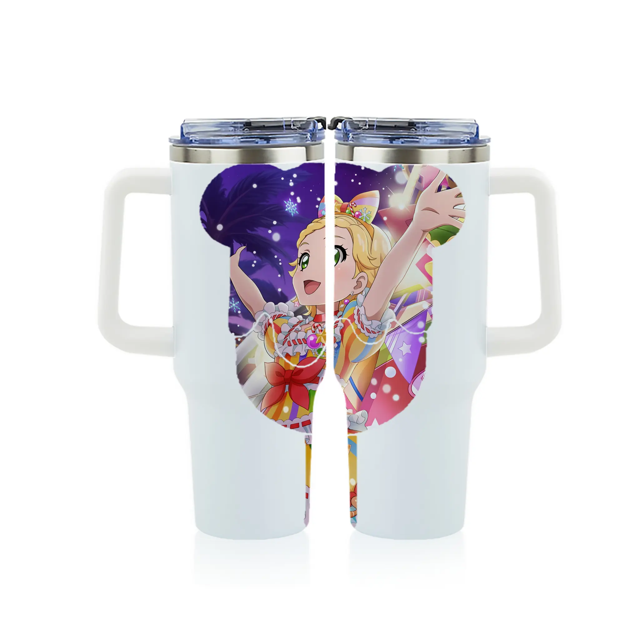 アイカツ グッズ 新条 ひなき - 1200mL フルプリント車用タンブラー ・ 304ステンレス 内側 ・ 201ステンレス 外側 ・ 保温 保冷 ・ 通勤 ドライブ アウトドア用