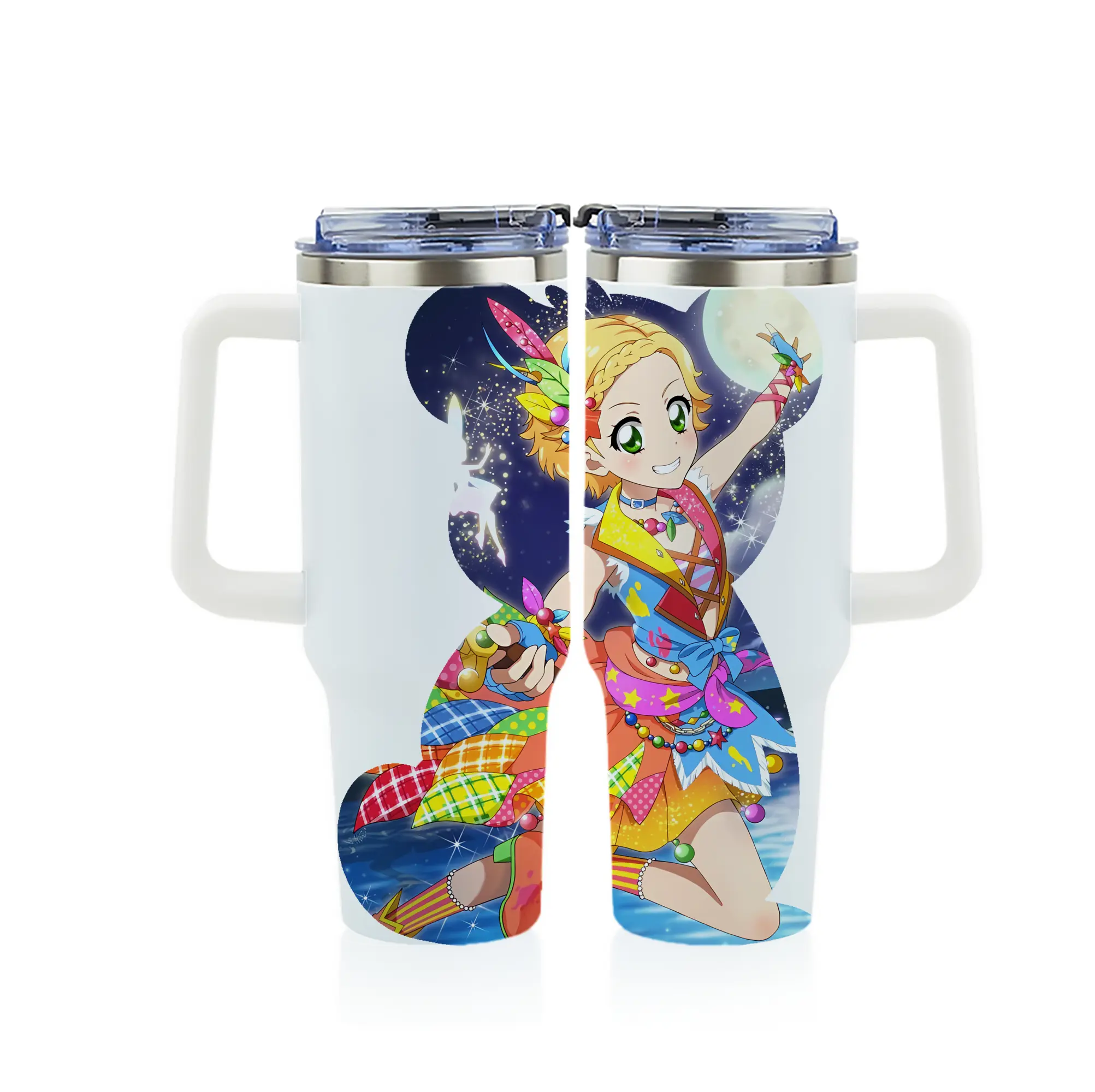 アイカツ グッズ 新条 ひなき - 1200mL フルプリント車用タンブラー ・ 304ステンレス 内側 ・ 201ステンレス 外側 ・ 保温 保冷 ・ 通勤 ドライブ アウトドア用