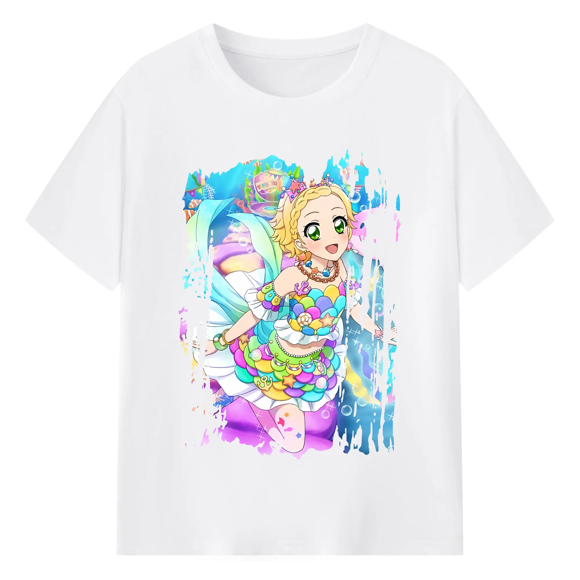 アイカツ グッズ 新条 ひなき - 綿100％ 半袖Tシャツ ・ フロントプリント ・ 快適 通気性 ・ 日常使い 散歩 スポーツ用