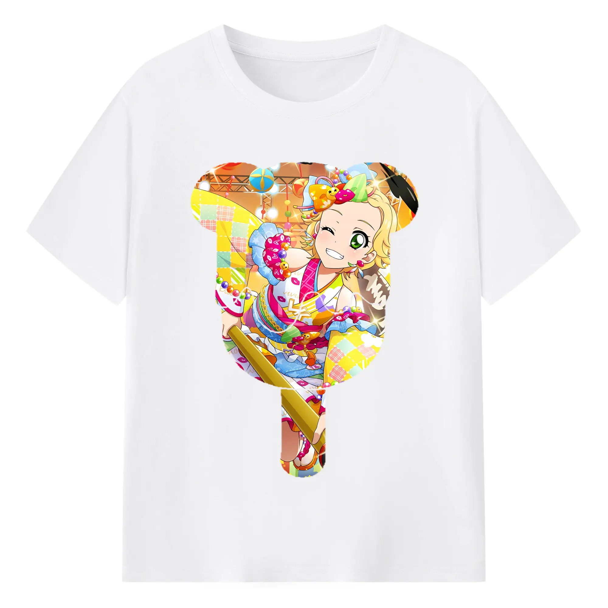アイカツ グッズ 新条 ひなき - 綿100％ 半袖Tシャツ ・ フロントプリント ・ 快適 通気性 ・ 日常使い 散歩 スポーツ用