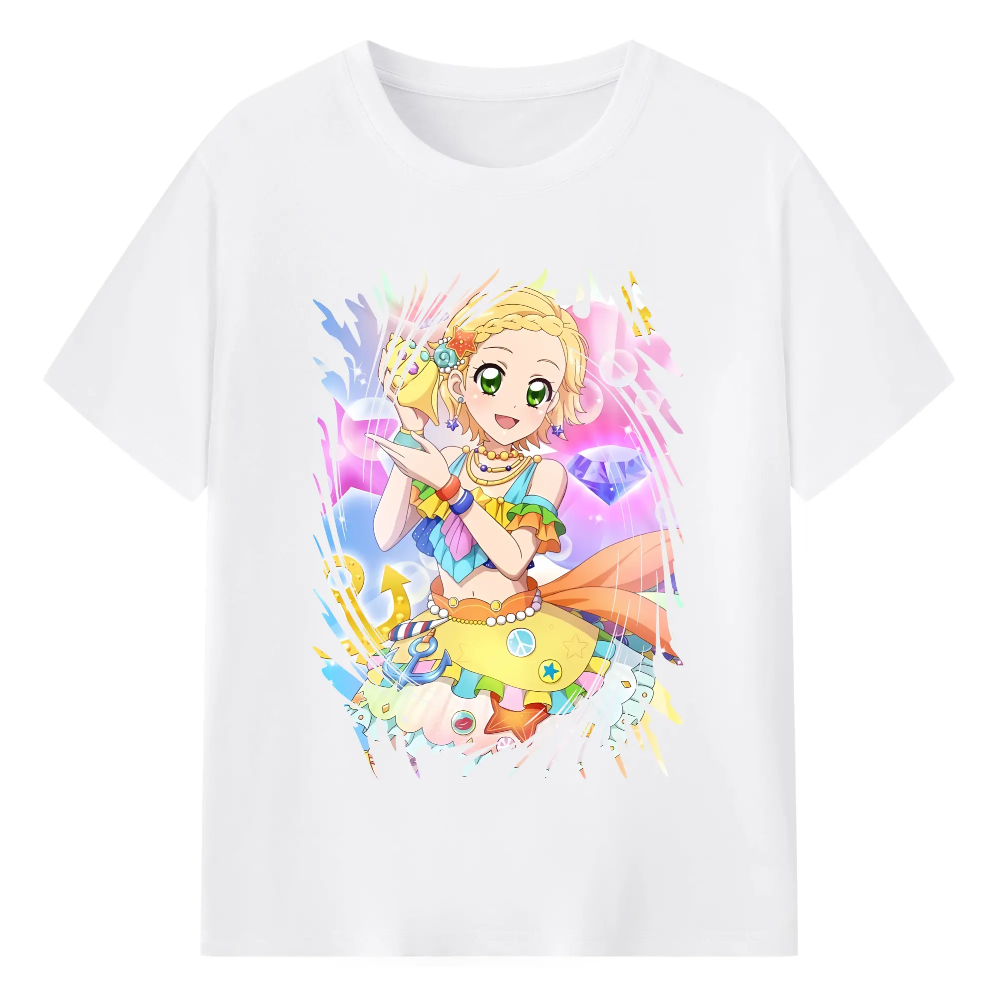 アイカツ グッズ 新条 ひなき - 綿100％ 半袖Tシャツ ・ フロントプリント ・ 快適 通気性 ・ 日常使い 散歩 スポーツ用