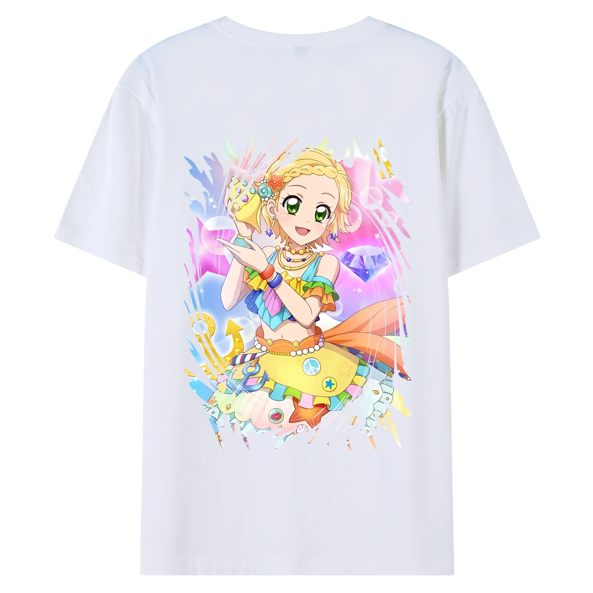 アイカツ グッズ 新条 ひなき - 綿100％ 半袖Tシャツ ・ バックプリント ・ 快適 通気性 ・ 日常使い 散歩 スポーツ用