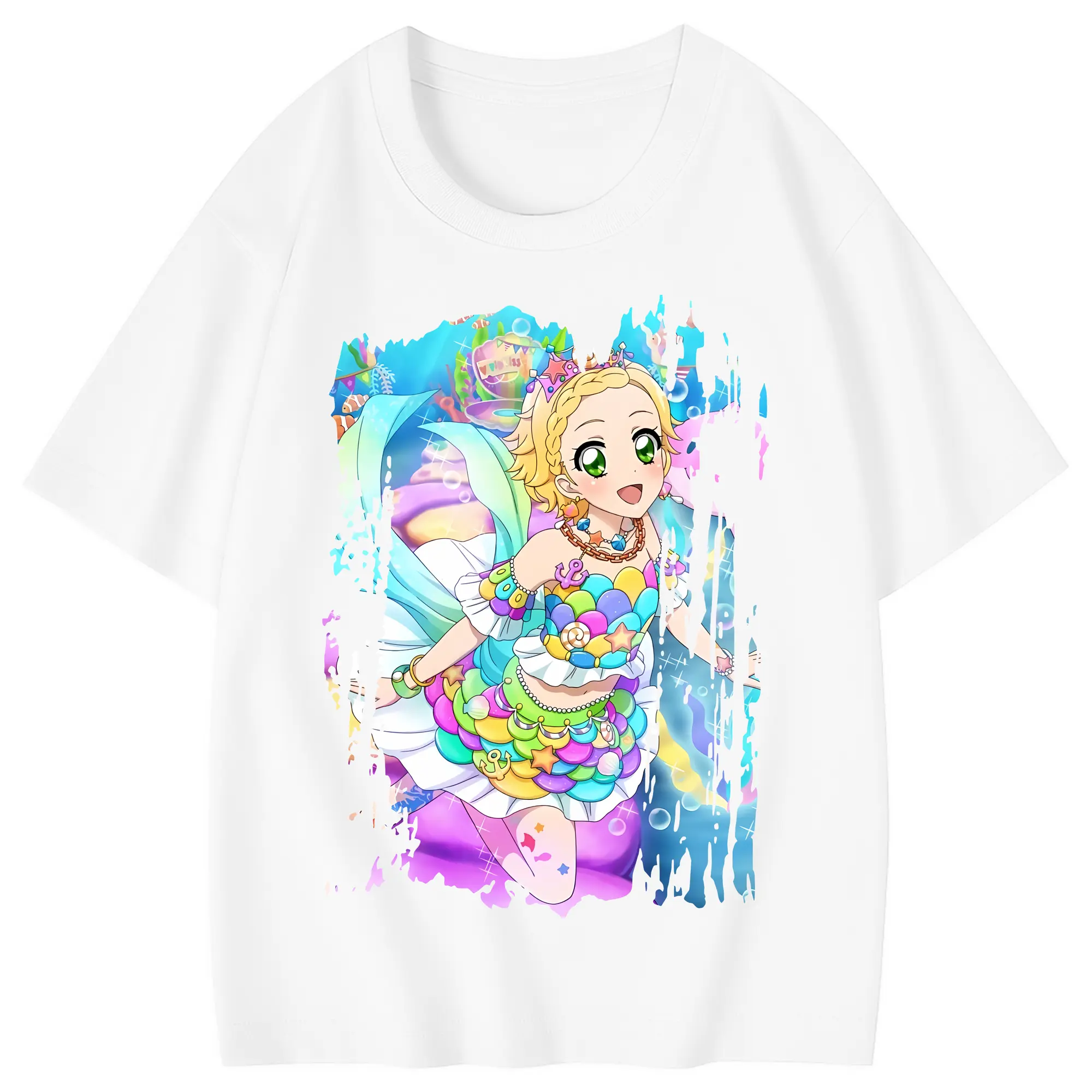 アイカツ グッズ 新条 ひなき - 綿100％ キッズTシャツ ・ フロントプリント ・ 快適 通気性 ・ スポーツ カジュアル 散歩用