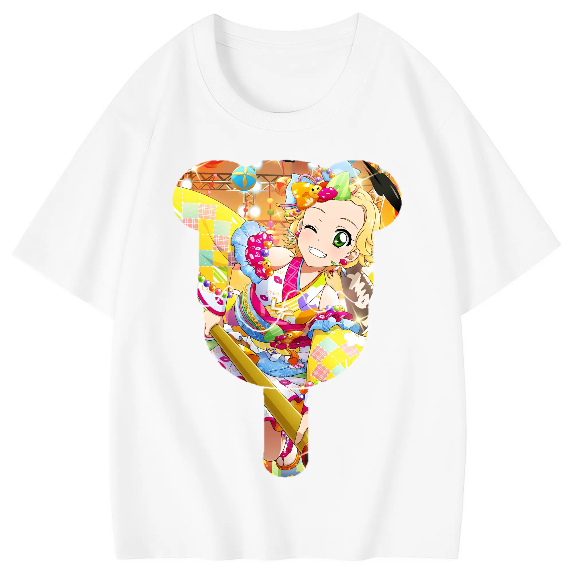 アイカツ グッズ 新条 ひなき - 綿100％ キッズTシャツ ・ フロントプリント ・ 快適 通気性 ・ スポーツ カジュアル 散歩用