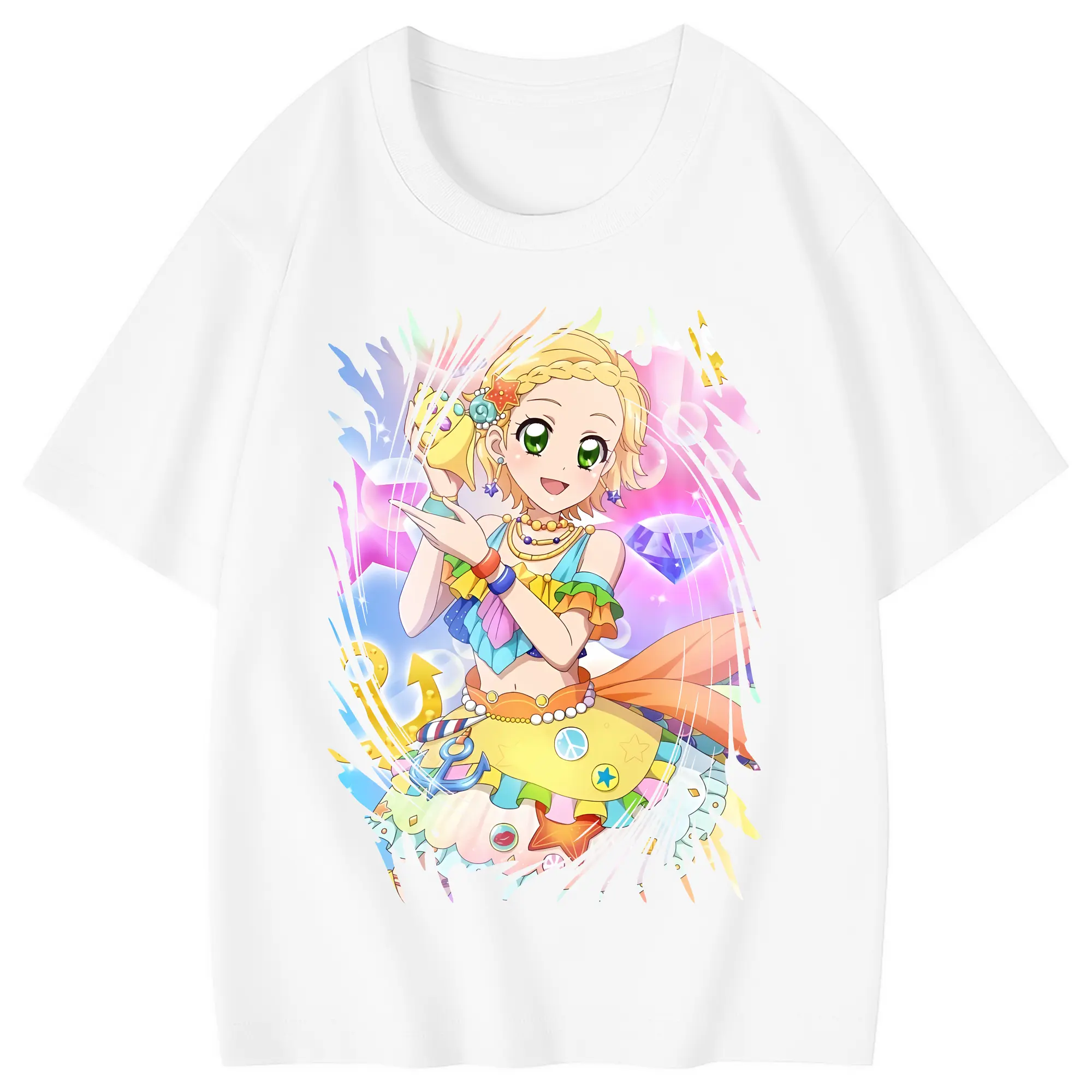 アイカツ グッズ 新条 ひなき - 綿100％ キッズTシャツ ・ フロントプリント ・ 快適 通気性 ・ スポーツ カジュアル 散歩用