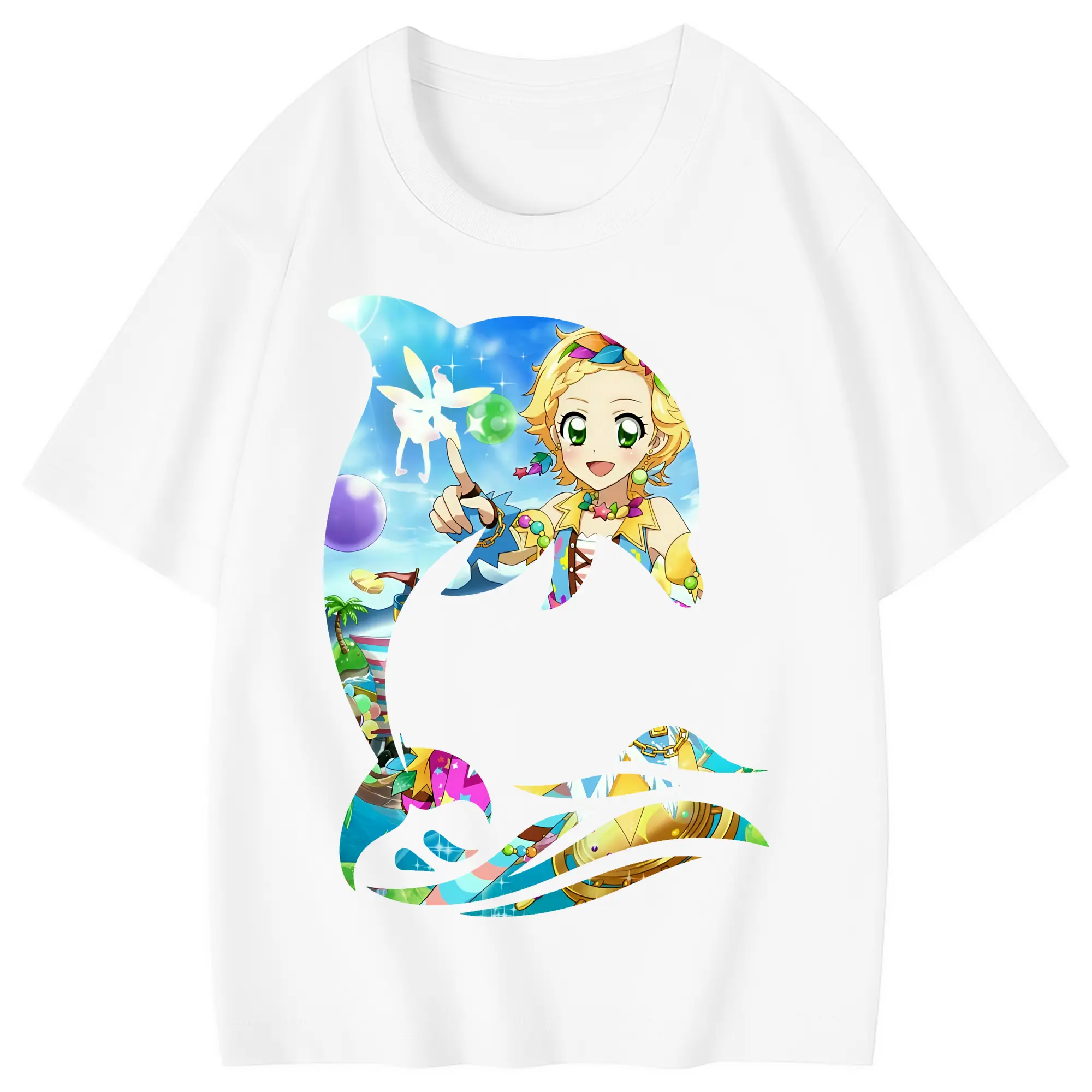 アイカツ グッズ 新条 ひなき - 綿100％ キッズTシャツ ・ フロントプリント ・ 快適 通気性 ・ スポーツ カジュアル 散歩用