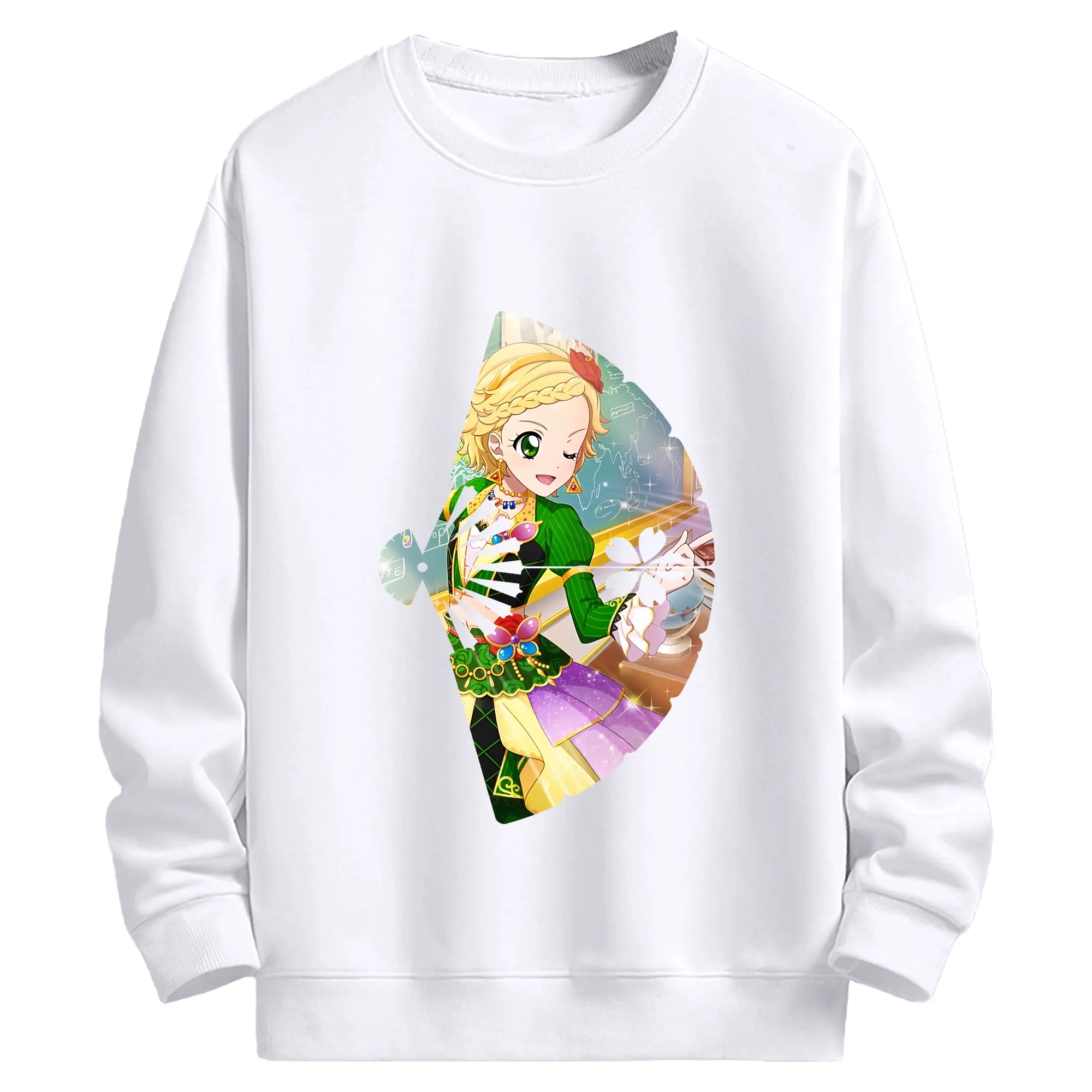 アイカツ グッズ 新条 ひなき - 高品質 クルーネック スウェット ・ コットン59％ ポリエステル41％ ・ ユニセックス 長袖 トレーナー ・ カジュアル デイリー スポーツ 散歩用