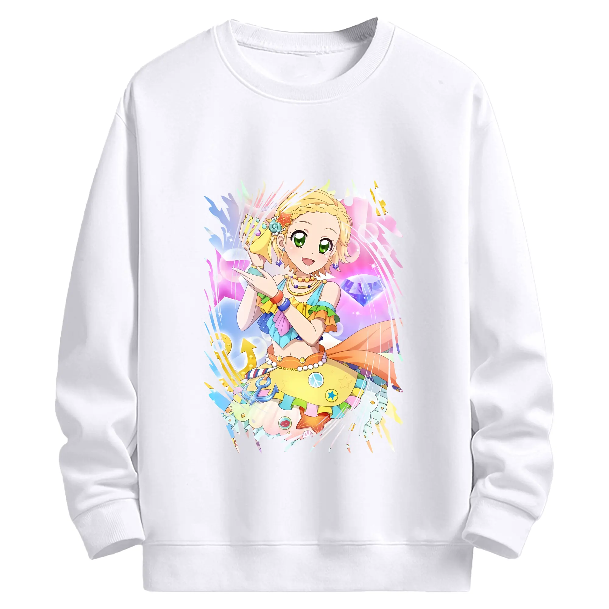 アイカツ グッズ 新条 ひなき - 高品質 クルーネック スウェット ・ コットン59％ ポリエステル41％ ・ ユニセックス 長袖 トレーナー ・ カジュアル デイリー スポーツ 散歩用