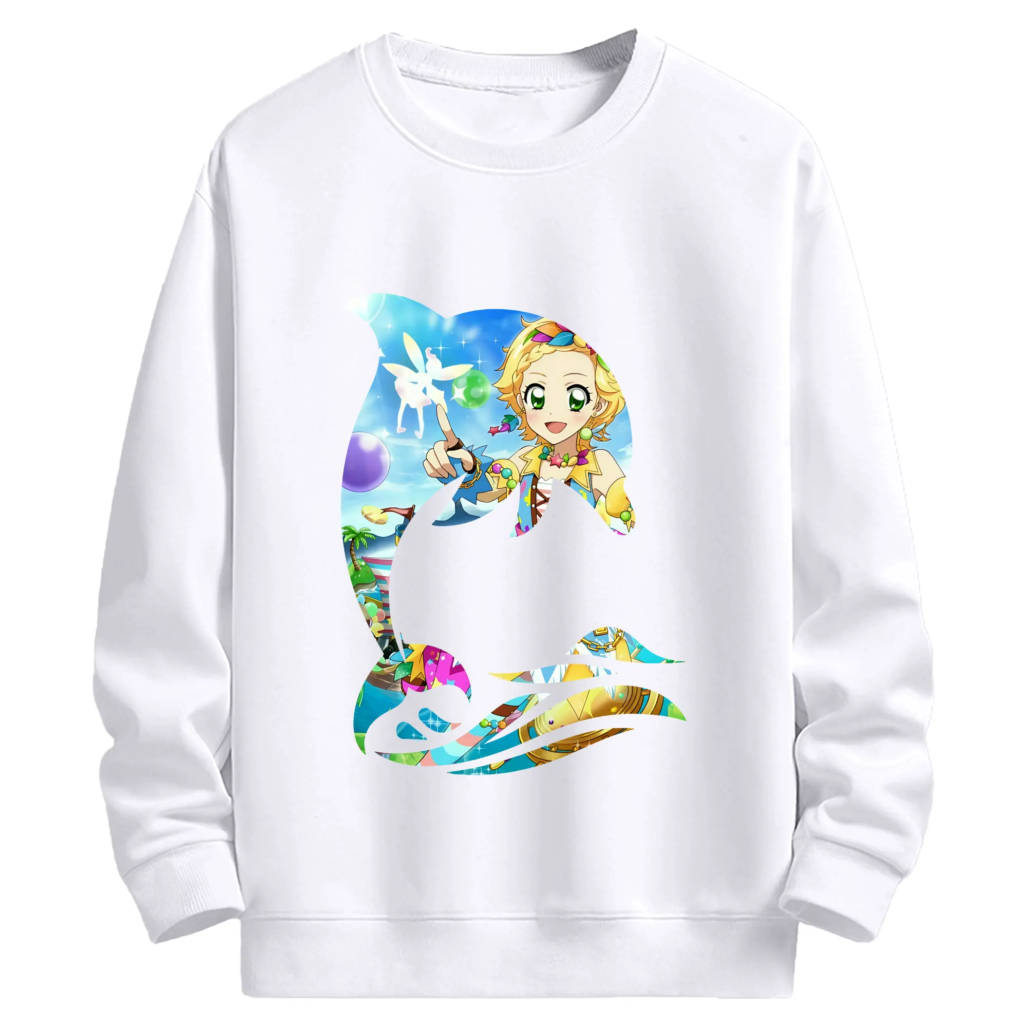 アイカツ グッズ 新条 ひなき - 高品質 クルーネック スウェット ・ コットン59％ ポリエステル41％ ・ ユニセックス 長袖 トレーナー ・ カジュアル デイリー スポーツ 散歩用