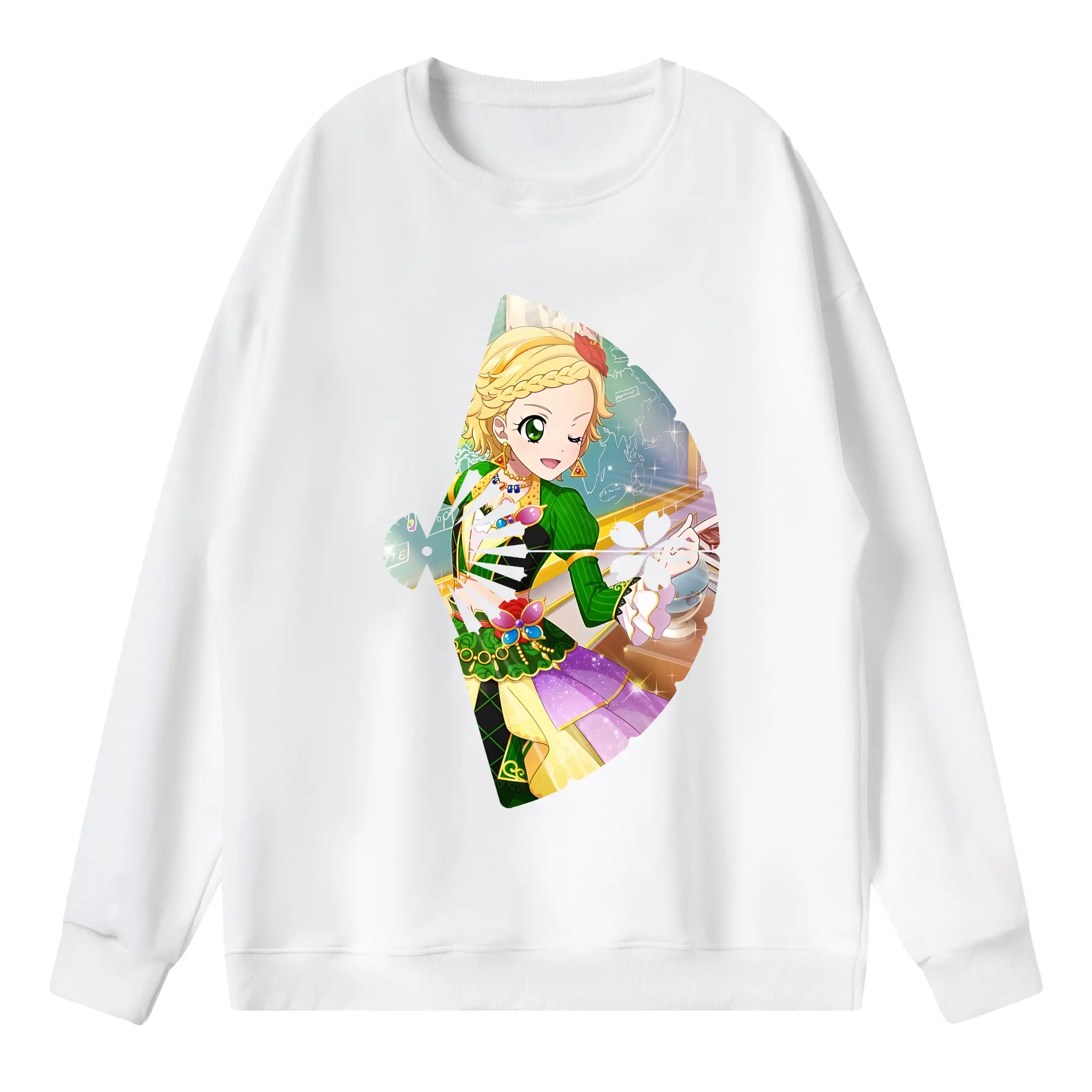 アイカツ グッズ 新条 ひなき - 薄手 クルーネック スウェット 裏毛260g · ポリエステル 春秋向け カジュアル 男女兼用 · トレーナー デイリー スポーツ 散歩に最適