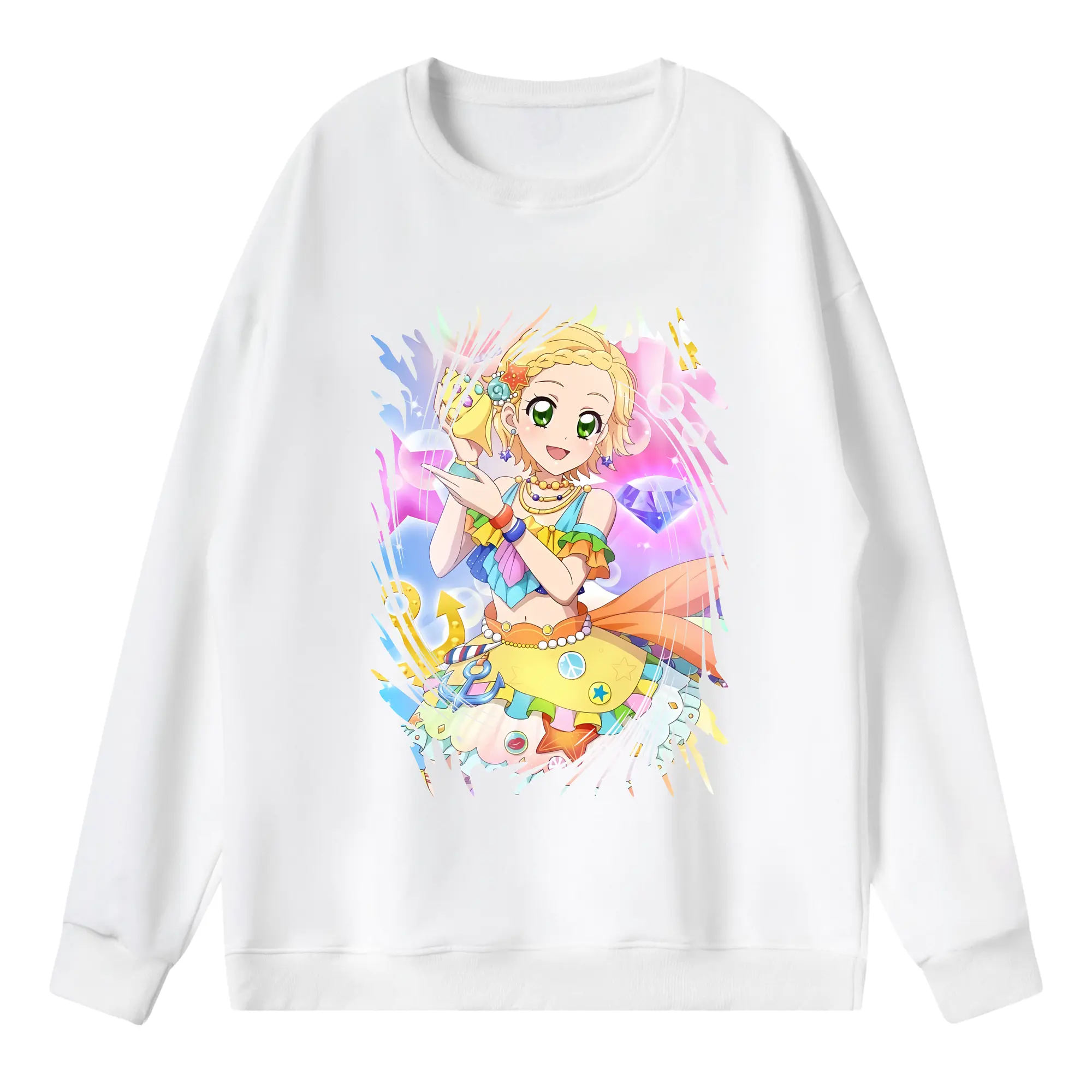 アイカツ グッズ 新条 ひなき - 薄手 クルーネック スウェット 裏毛260g · ポリエステル 春秋向け カジュアル 男女兼用 · トレーナー デイリー スポーツ 散歩に最適