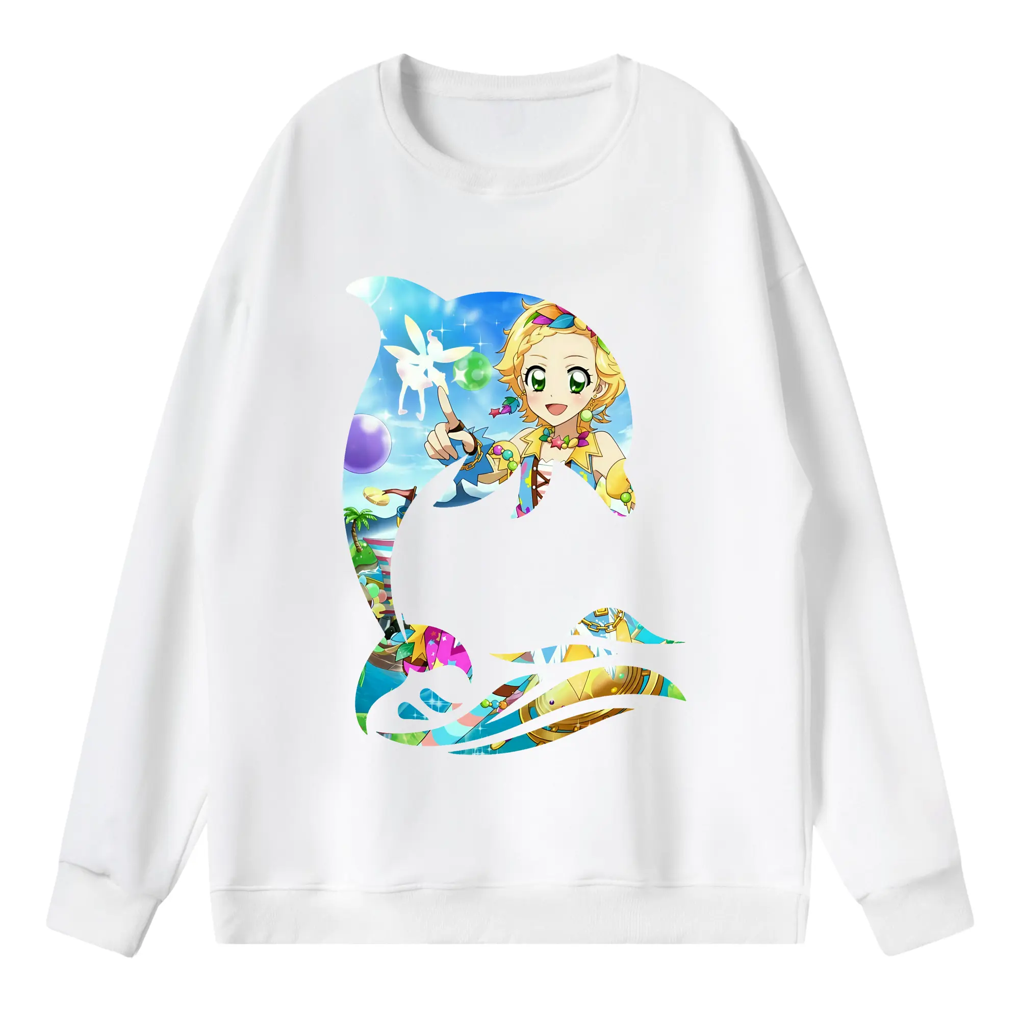 アイカツ グッズ 新条 ひなき - 薄手 クルーネック スウェット 裏毛260g · ポリエステル 春秋向け カジュアル 男女兼用 · トレーナー デイリー スポーツ 散歩に最適