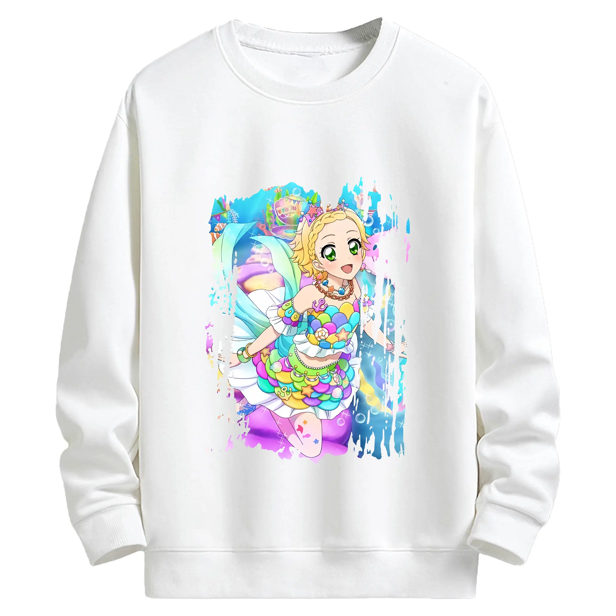 アイカツ グッズ 新条 ひなき - キッズ クルーネックスウェットシャツ ・ フロントプリント ・ 綿80％ ポリエステル20％ ・ 快適 通学 スポーツ 日常使い お散歩用