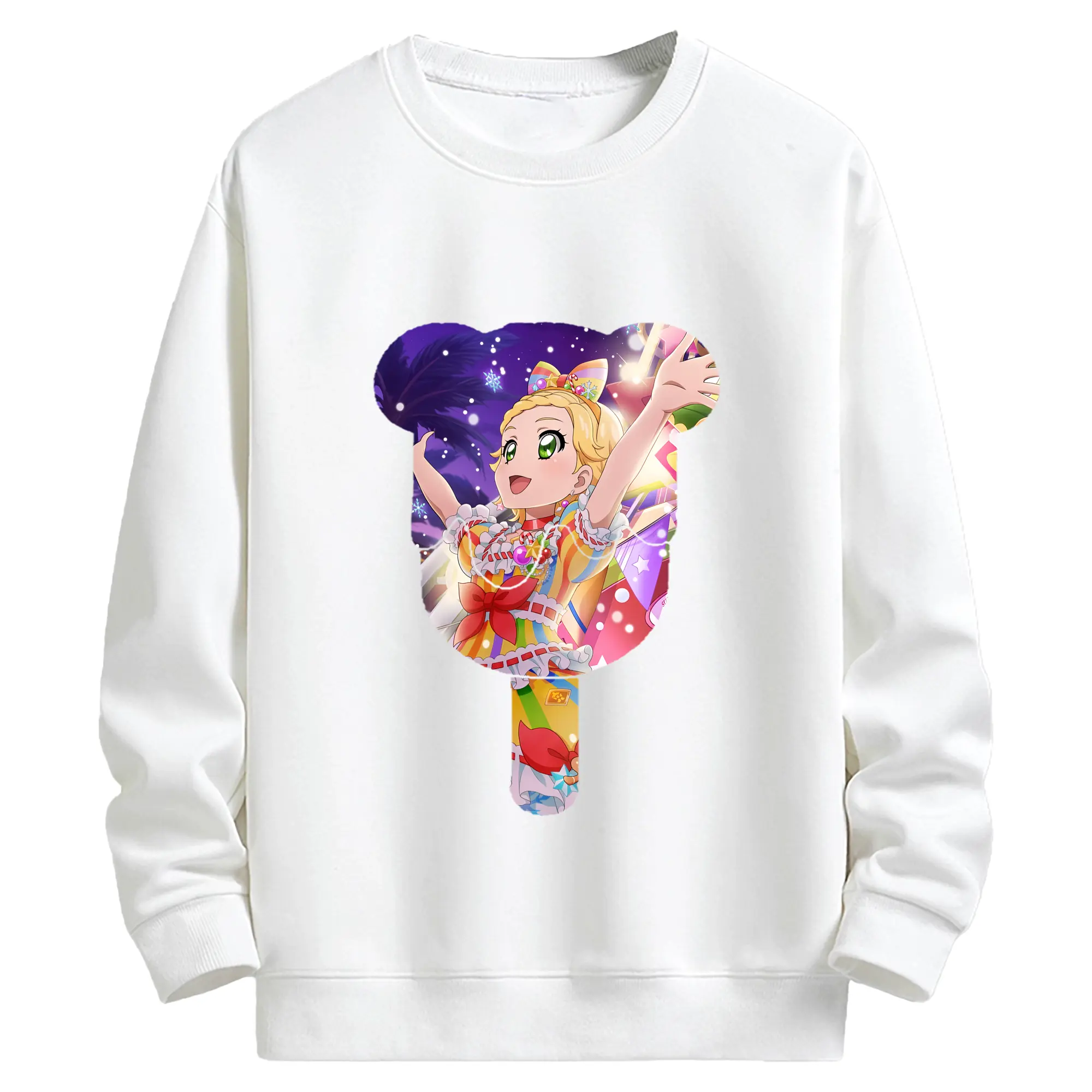 アイカツ グッズ 新条 ひなき - キッズ クルーネックスウェットシャツ ・ フロントプリント ・ 綿80％ ポリエステル20％ ・ 快適 通学 スポーツ 日常使い お散歩用