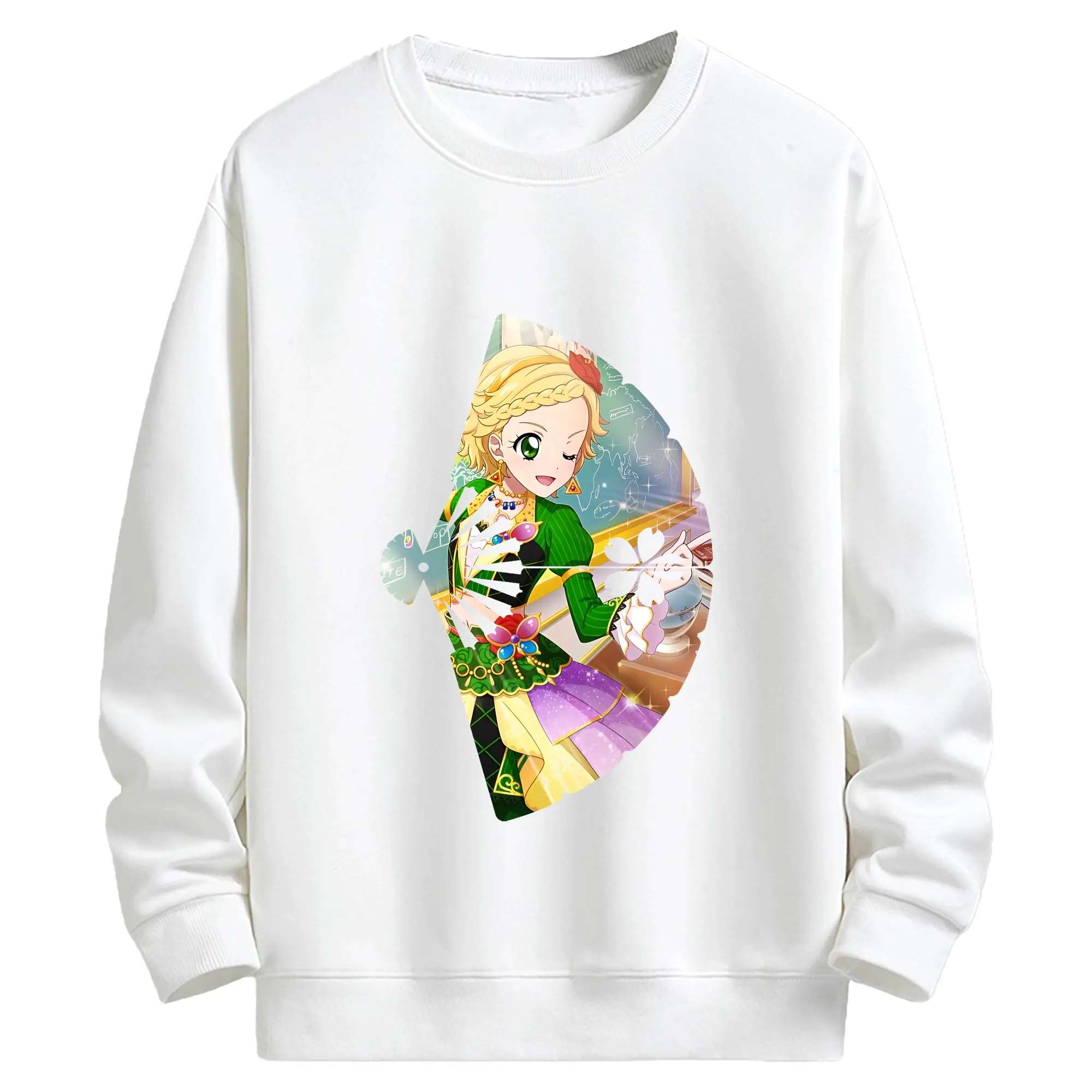 アイカツ グッズ 新条 ひなき - キッズ クルーネックスウェットシャツ ・ フロントプリント ・ 綿80％ ポリエステル20％ ・ 快適 通学 スポーツ 日常使い お散歩用