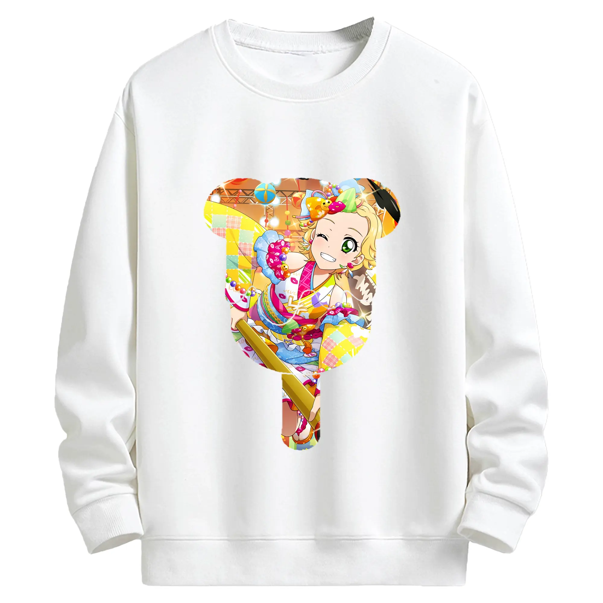 アイカツ グッズ 新条 ひなき - キッズ クルーネックスウェットシャツ ・ フロントプリント ・ 綿80％ ポリエステル20％ ・ 快適 通学 スポーツ 日常使い お散歩用