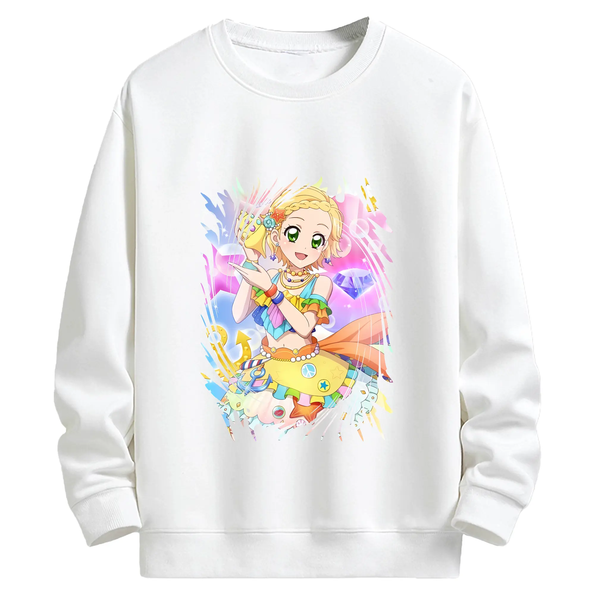 アイカツ グッズ 新条 ひなき - キッズ クルーネックスウェットシャツ ・ フロントプリント ・ 綿80％ ポリエステル20％ ・ 快適 通学 スポーツ 日常使い お散歩用