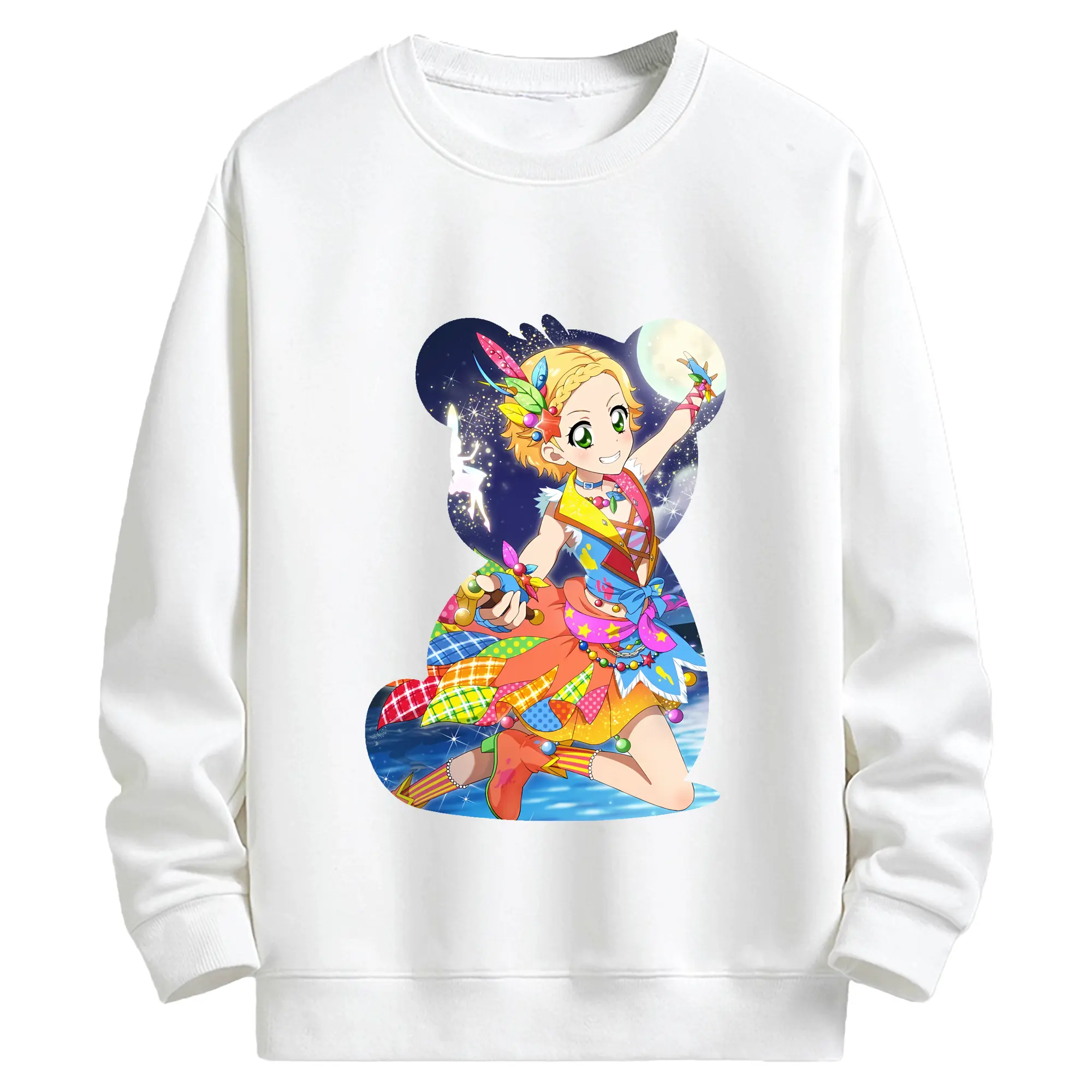 アイカツ グッズ 新条 ひなき - キッズ クルーネックスウェットシャツ ・ フロントプリント ・ 綿80％ ポリエステル20％ ・ 快適 通学 スポーツ 日常使い お散歩用