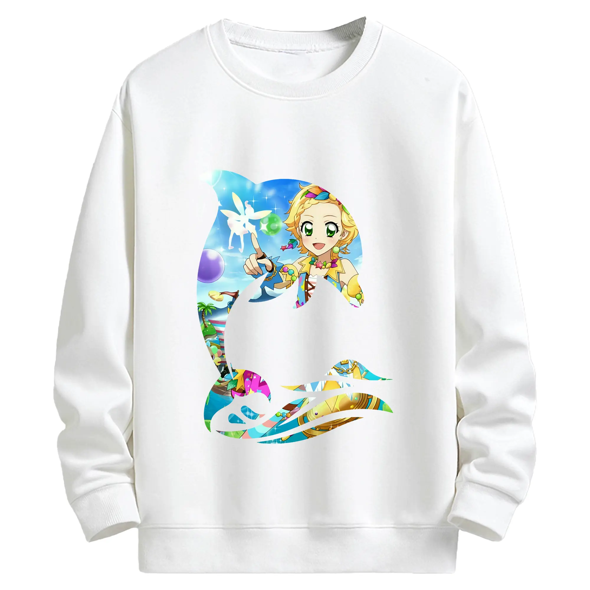 アイカツ グッズ 新条 ひなき - キッズ クルーネックスウェットシャツ ・ フロントプリント ・ 綿80％ ポリエステル20％ ・ 快適 通学 スポーツ 日常使い お散歩用