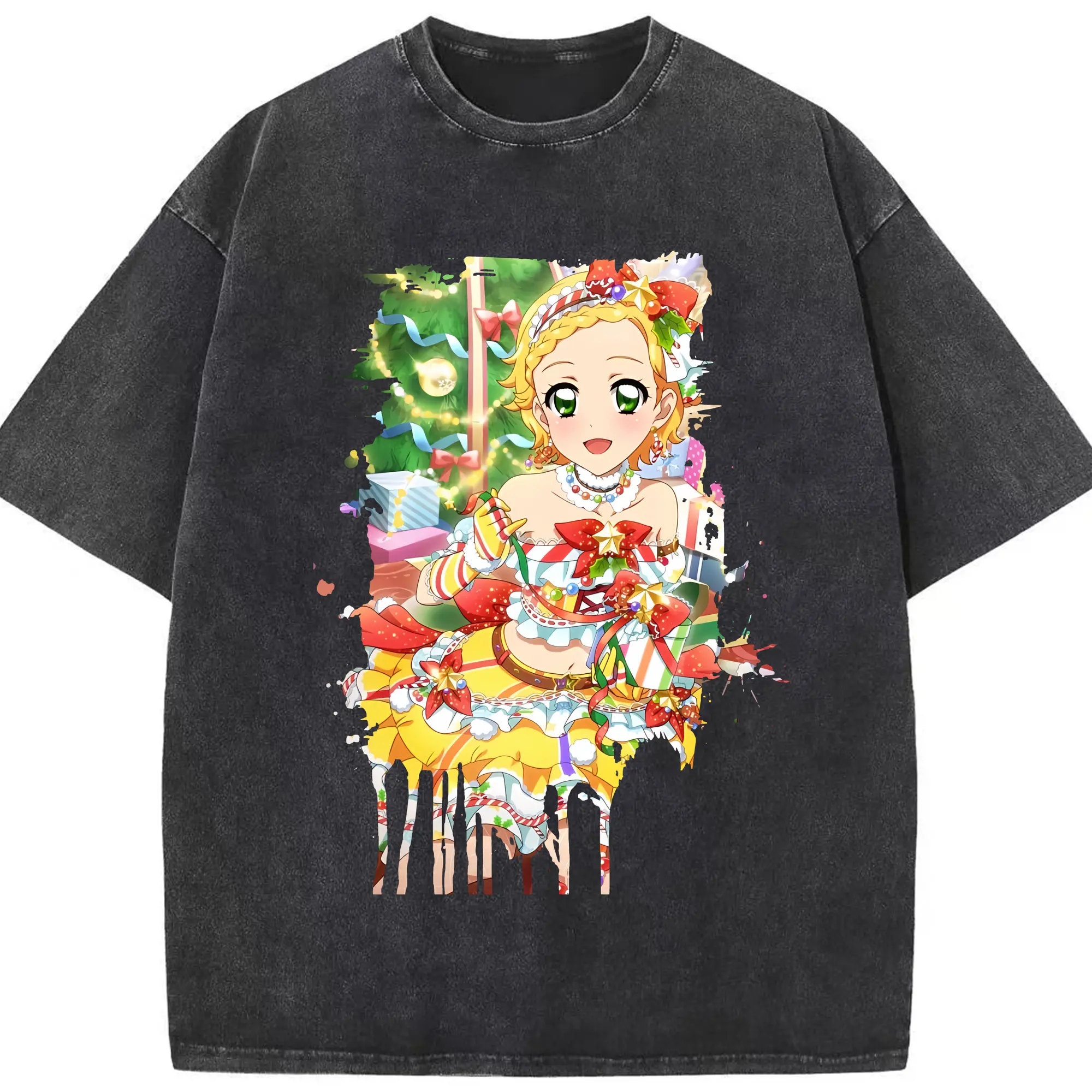 アイカツ グッズ 新条 ひなき - 綿100％ ヴィンテージ風 半袖Tシャツ ・ フロントプリント ・ 柔らか肌触り ・ 通気性 快適 ・ スポーツ カジュアル 外出用