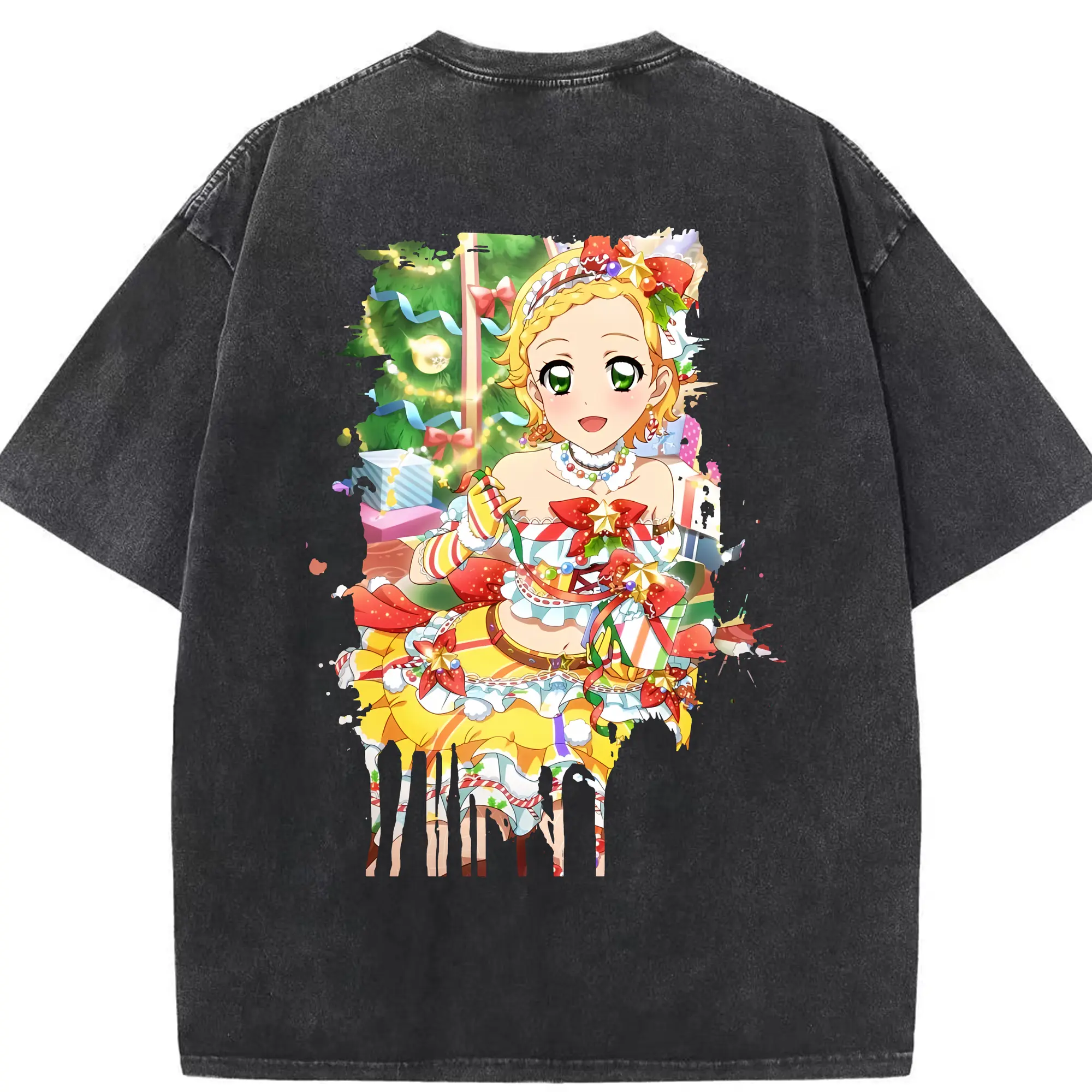 アイカツ グッズ 新条 ひなき - 綿100％ ヴィンテージ風 半袖Tシャツ ・ 背面プリント ・ 柔らか肌触り ・ 通気性 快適 ・ スポーツ カジュアル 外出用