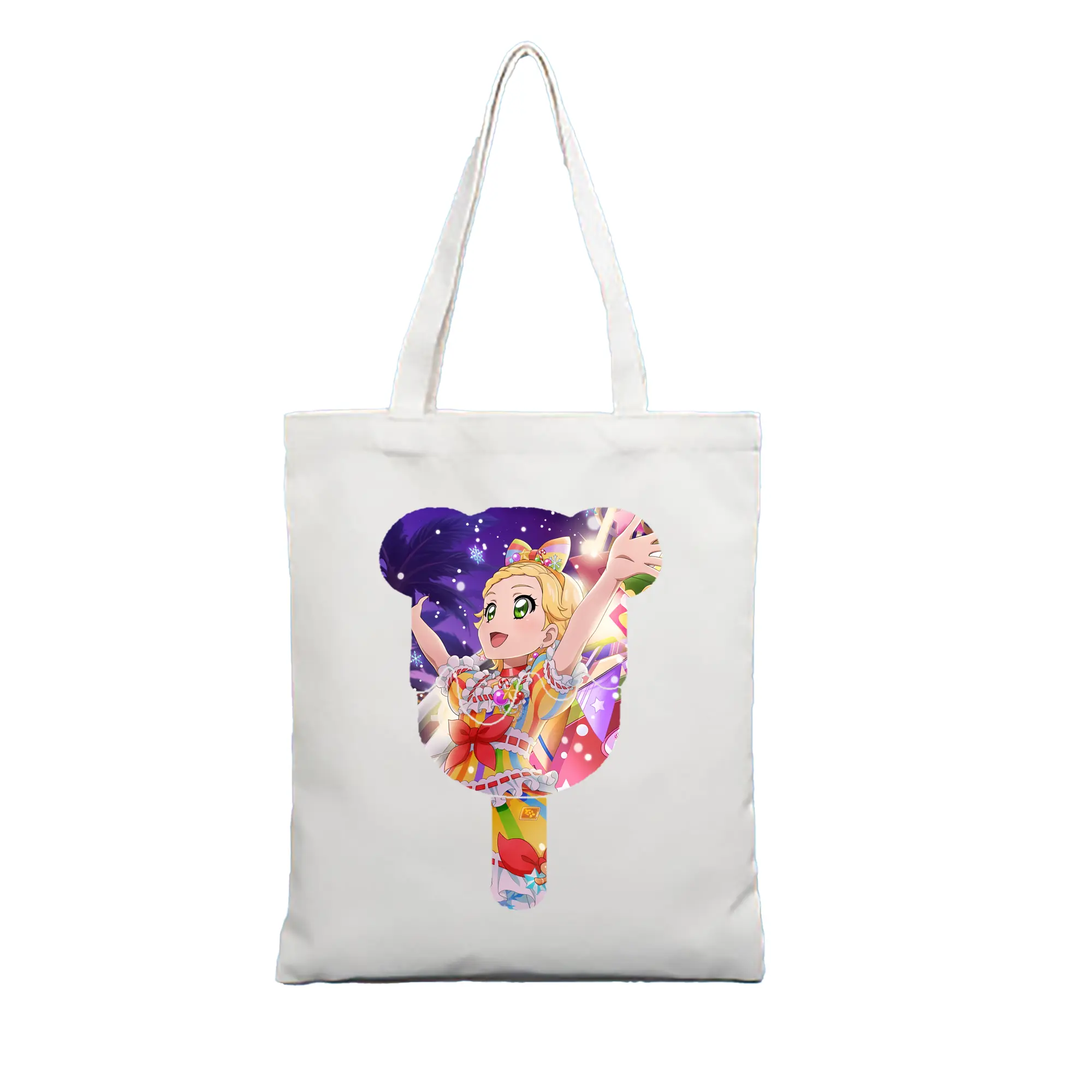 アイカツ グッズ 新条 ひなき - 縦型キャンバス手提げバッグ（トートバッグ） ・ キャンバス素材 ・ ショッピング用 ・ 軽量 丈夫 お手入れ簡単