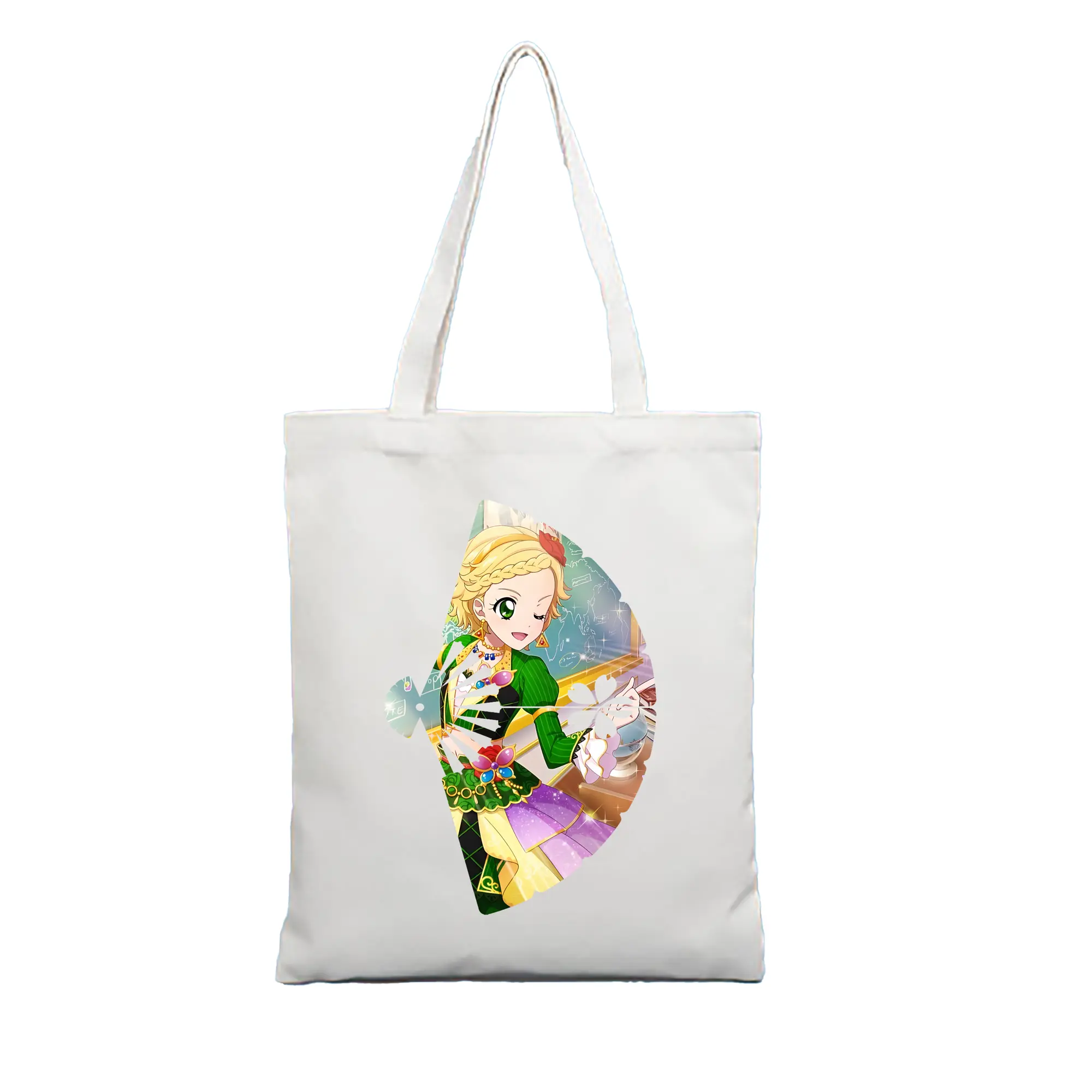 アイカツ グッズ 新条 ひなき - 縦型キャンバス手提げバッグ（トートバッグ） ・ キャンバス素材 ・ ショッピング用 ・ 軽量 丈夫 お手入れ簡単