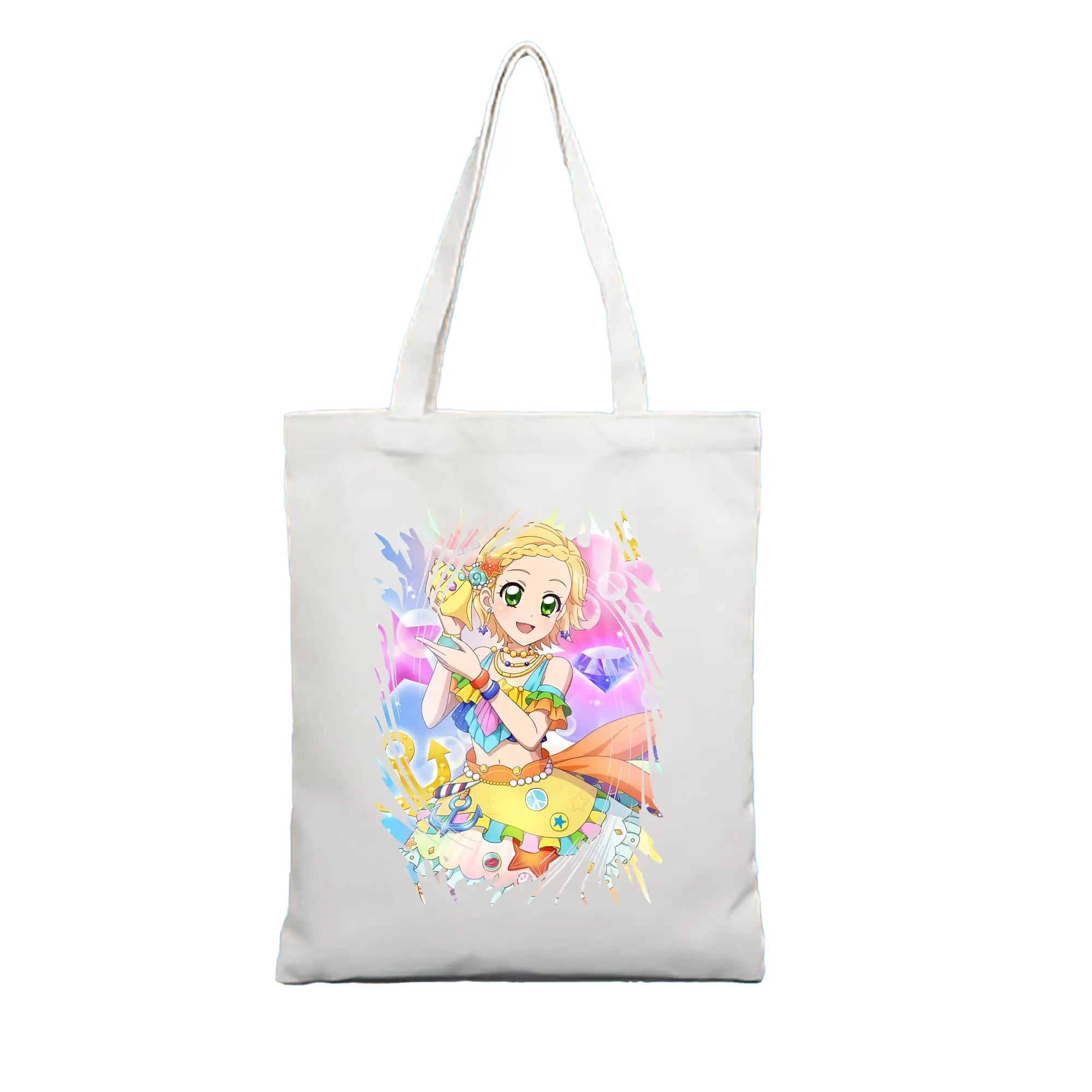 アイカツ グッズ 新条 ひなき - 縦型キャンバス手提げバッグ（トートバッグ） ・ キャンバス素材 ・ ショッピング用 ・ 軽量 丈夫 お手入れ簡単