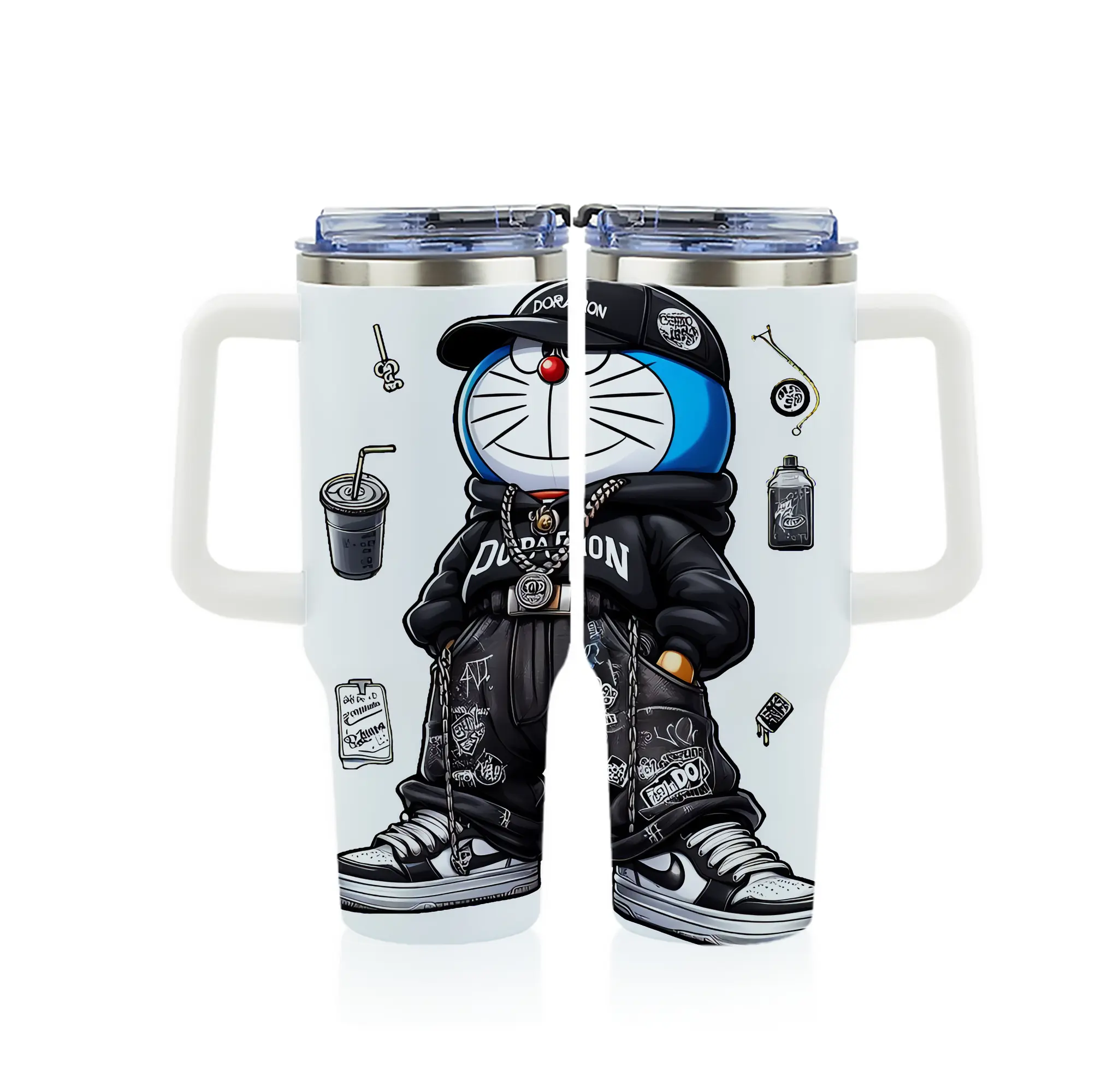 ドラえもん グッズドラえもん - 1200mL フルプリント車用タンブラー ・ 304ステンレス 内側 ・ 201ステンレス 外側 ・ 保温 保冷 ・ 通勤 ドライブ アウトドア用