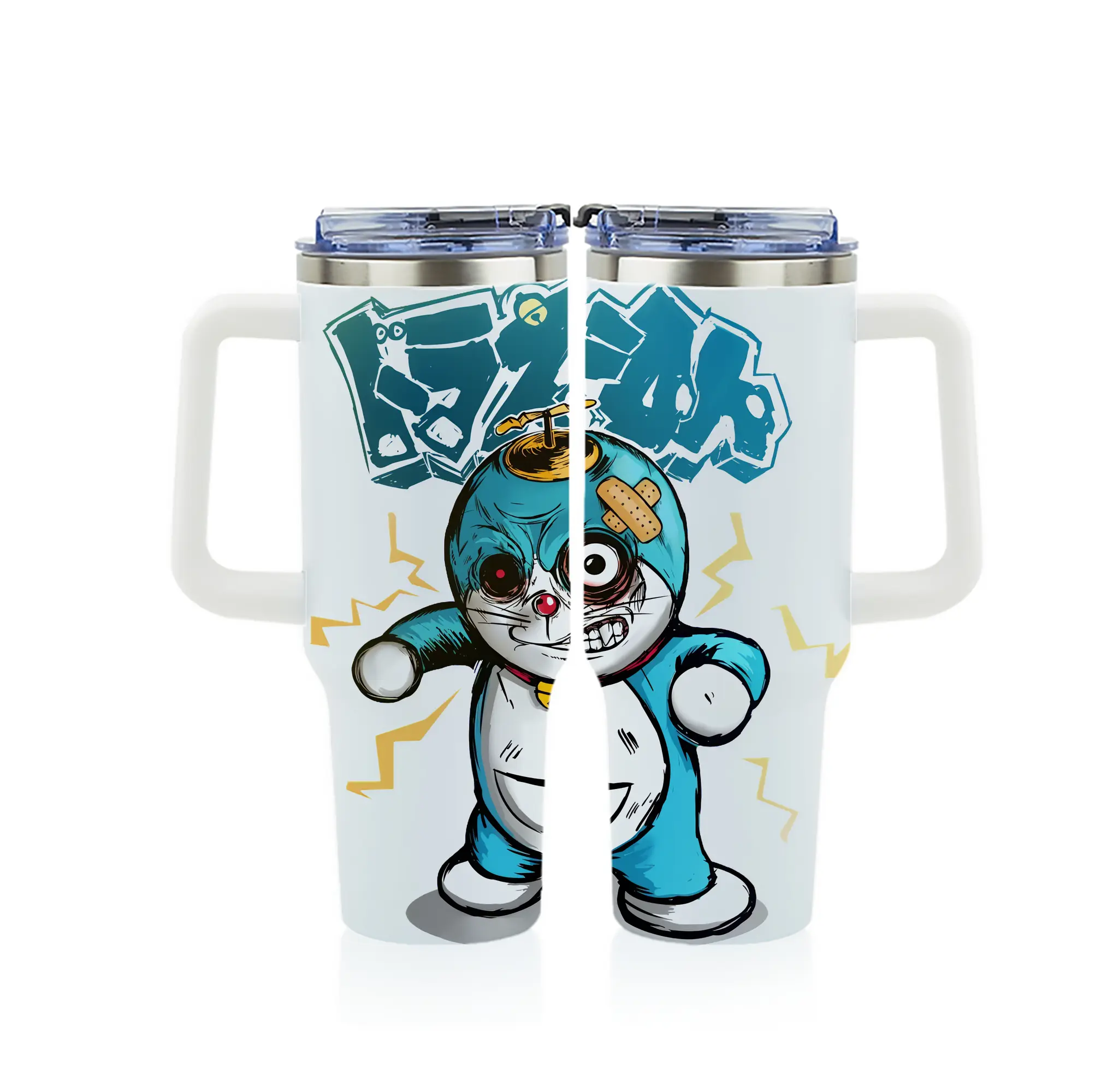 ドラえもん グッズドラえもん - 1200mL フルプリント車用タンブラー ・ 304ステンレス 内側 ・ 201ステンレス 外側 ・ 保温 保冷 ・ 通勤 ドライブ アウトドア用