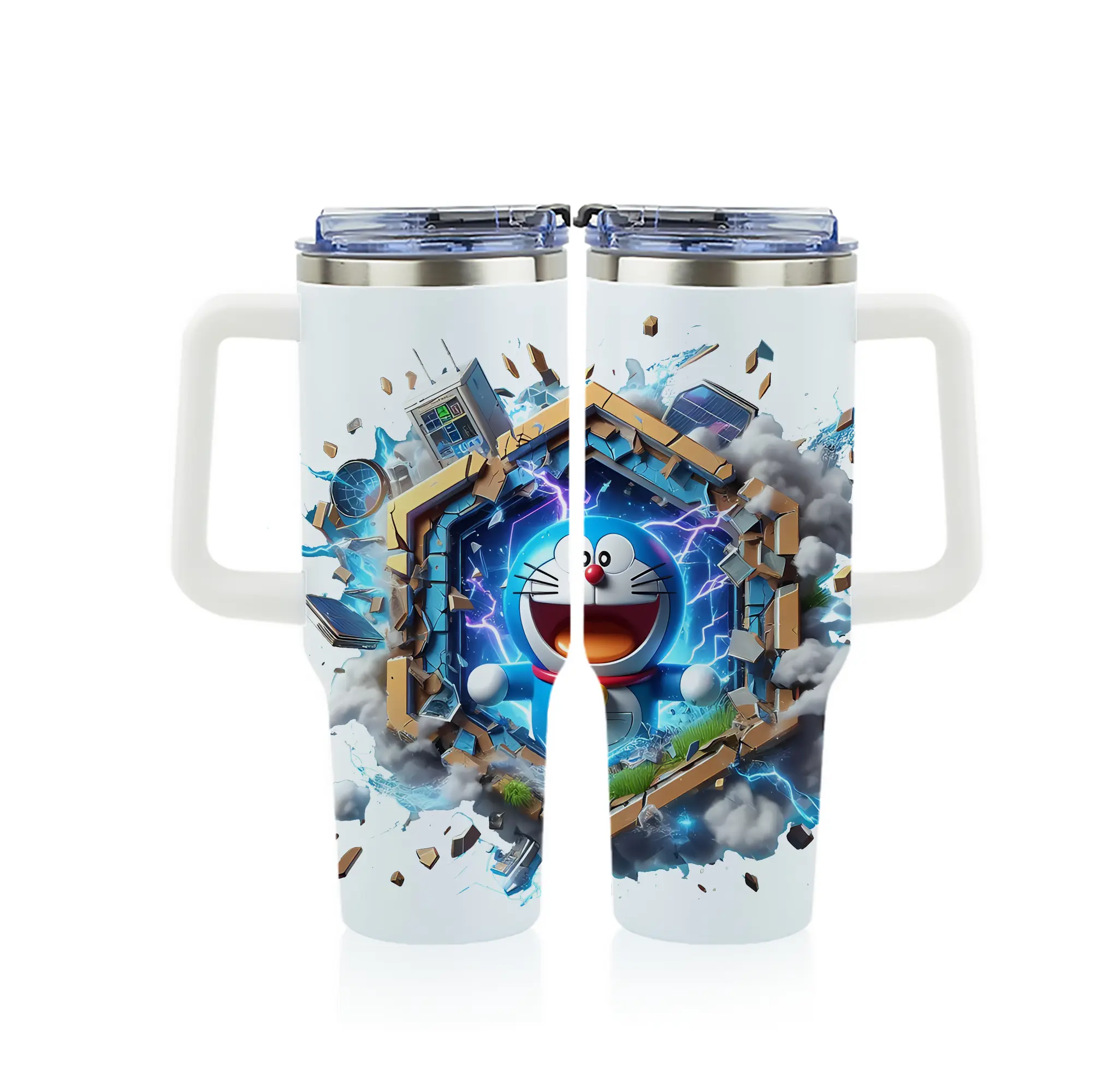 ドラえもん グッズドラえもん - 1200mL フルプリント車用タンブラー ・ 304ステンレス 内側 ・ 201ステンレス 外側 ・ 保温 保冷 ・ 通勤 ドライブ アウトドア用