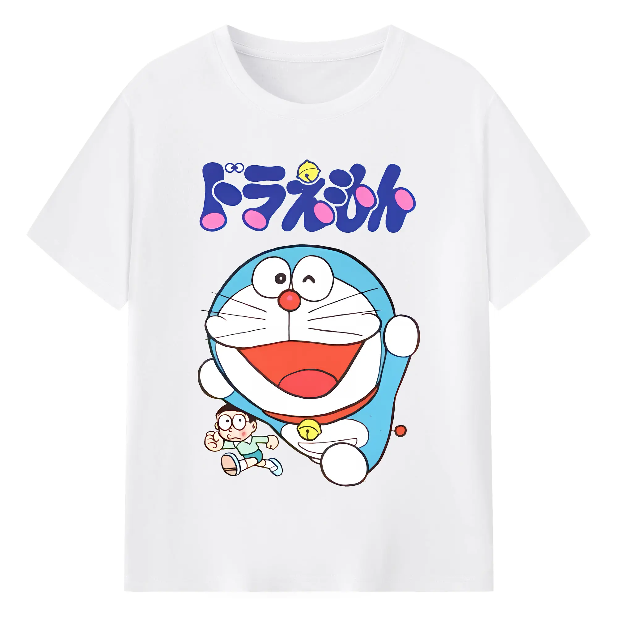ドラえもん グッズドラえもん - 綿100％ 半袖Tシャツ ・ フロントプリント ・ 快適 通気性 ・ 日常使い 散歩 スポーツ用