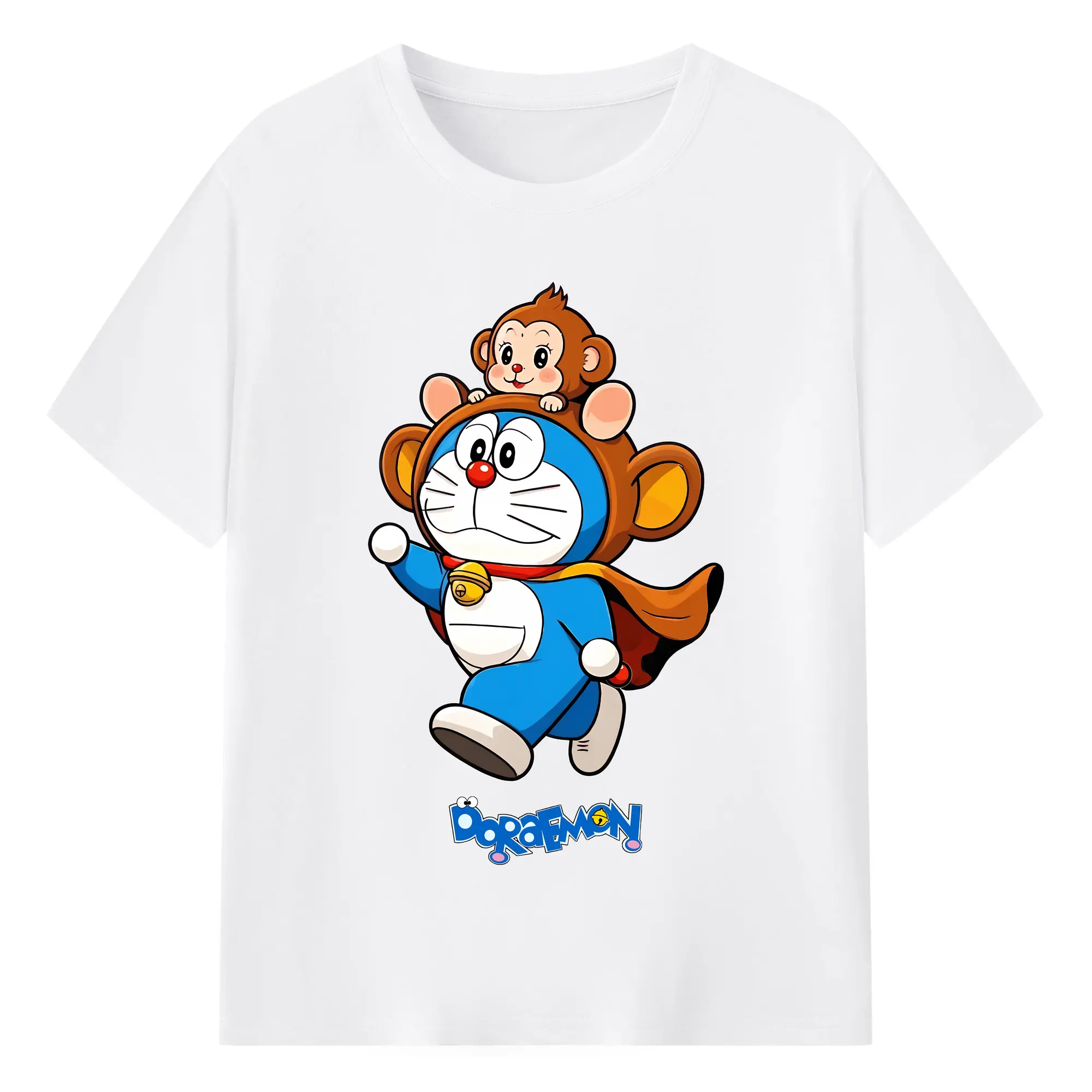 ドラえもん グッズドラえもん - 綿100％ 半袖Tシャツ ・ フロントプリント ・ 快適 通気性 ・ 日常使い 散歩 スポーツ用