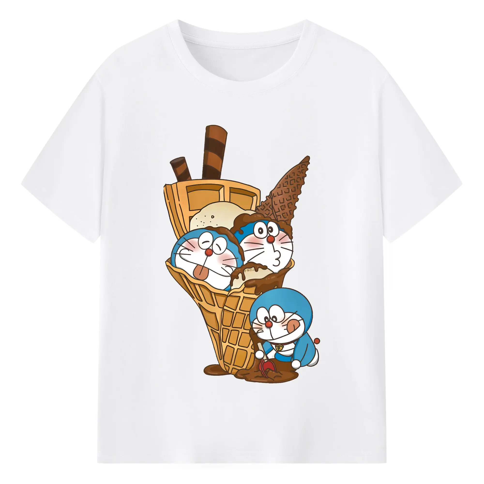 ドラえもん グッズドラえもん - 綿100％ 半袖Tシャツ ・ フロントプリント ・ 快適 通気性 ・ 日常使い 散歩 スポーツ用