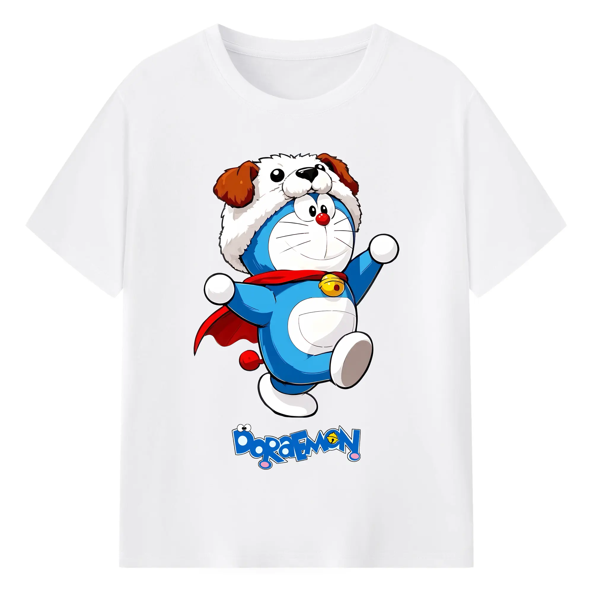 ドラえもん グッズドラえもん - 綿100％ 半袖Tシャツ ・ フロントプリント ・ 快適 通気性 ・ 日常使い 散歩 スポーツ用