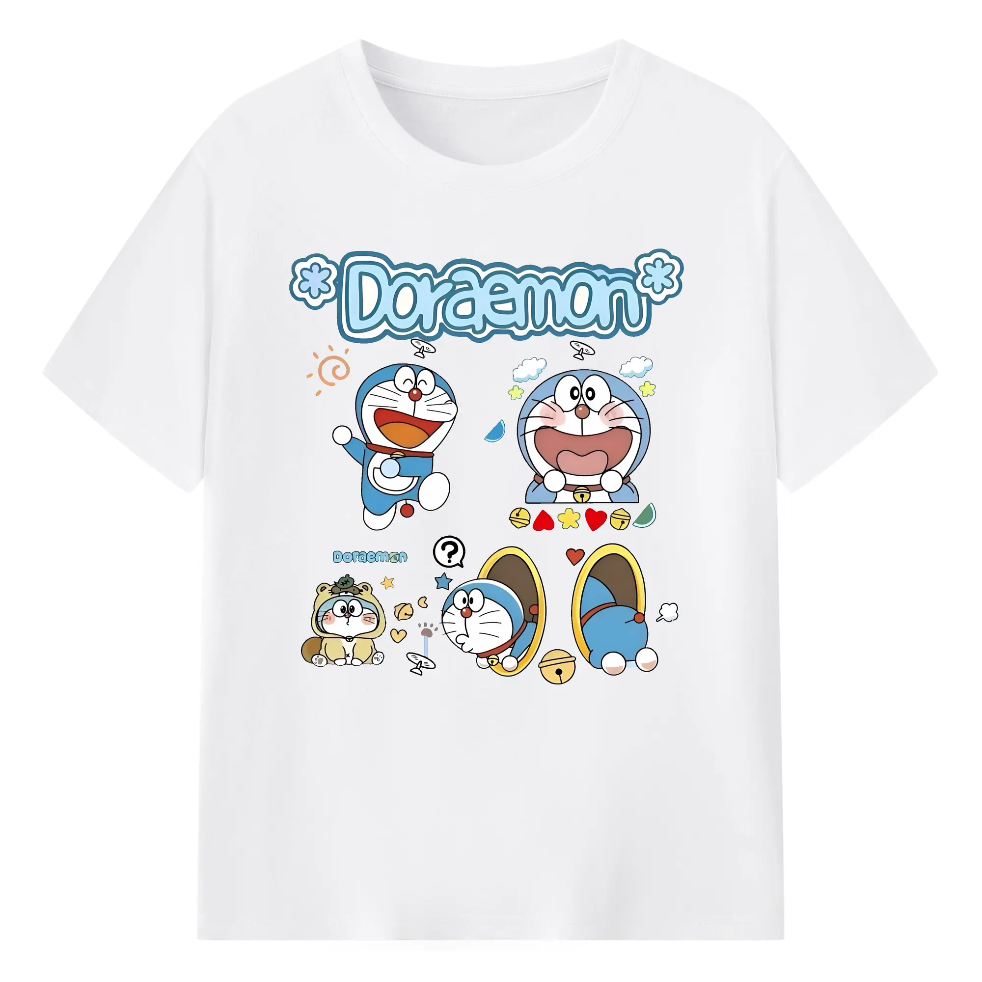 ドラえもん グッズドラえもん - 綿100％ 半袖Tシャツ ・ フロントプリント ・ 快適 通気性 ・ 日常使い 散歩 スポーツ用