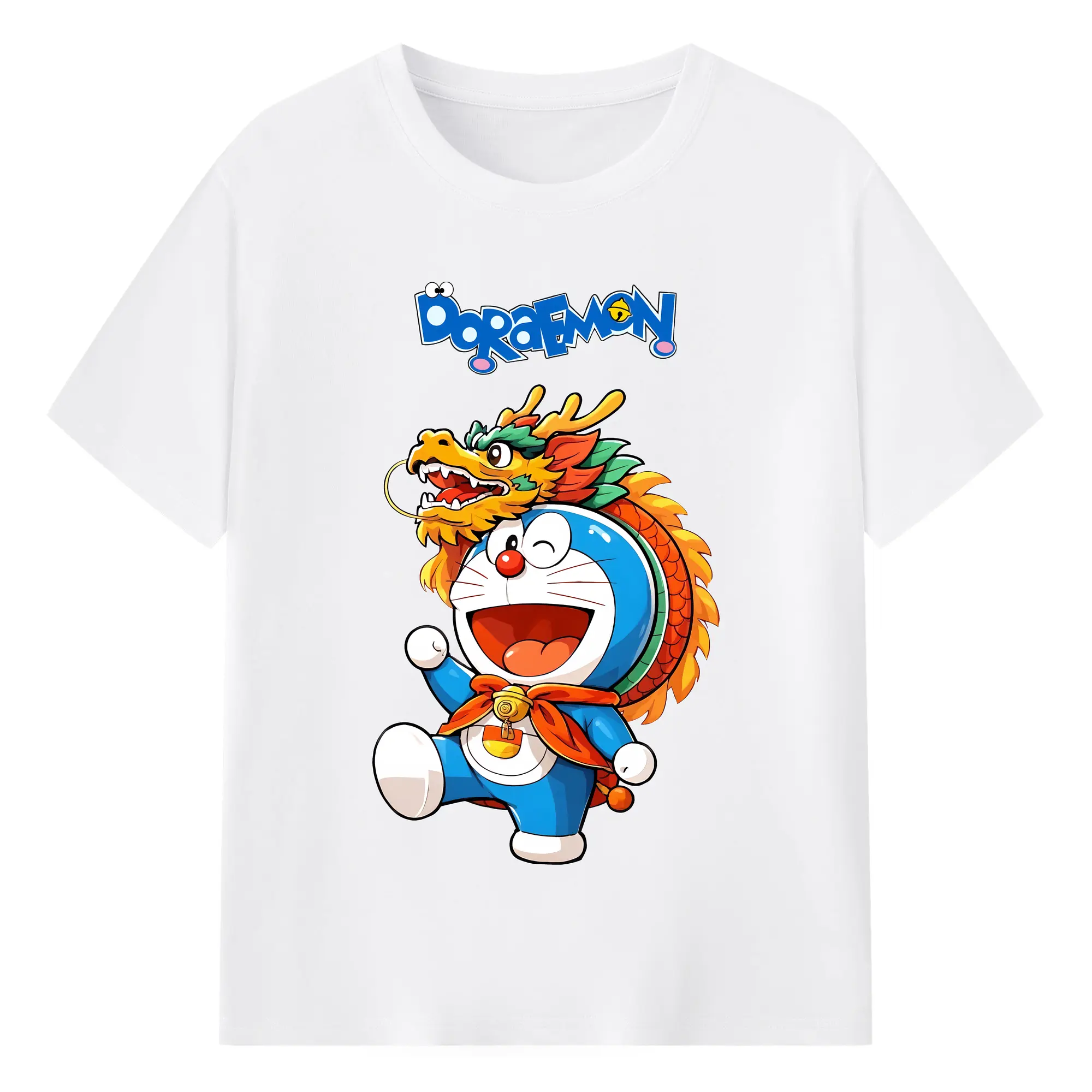 ドラえもん グッズドラえもん - 綿100％ 半袖Tシャツ ・ フロントプリント ・ 快適 通気性 ・ 日常使い 散歩 スポーツ用