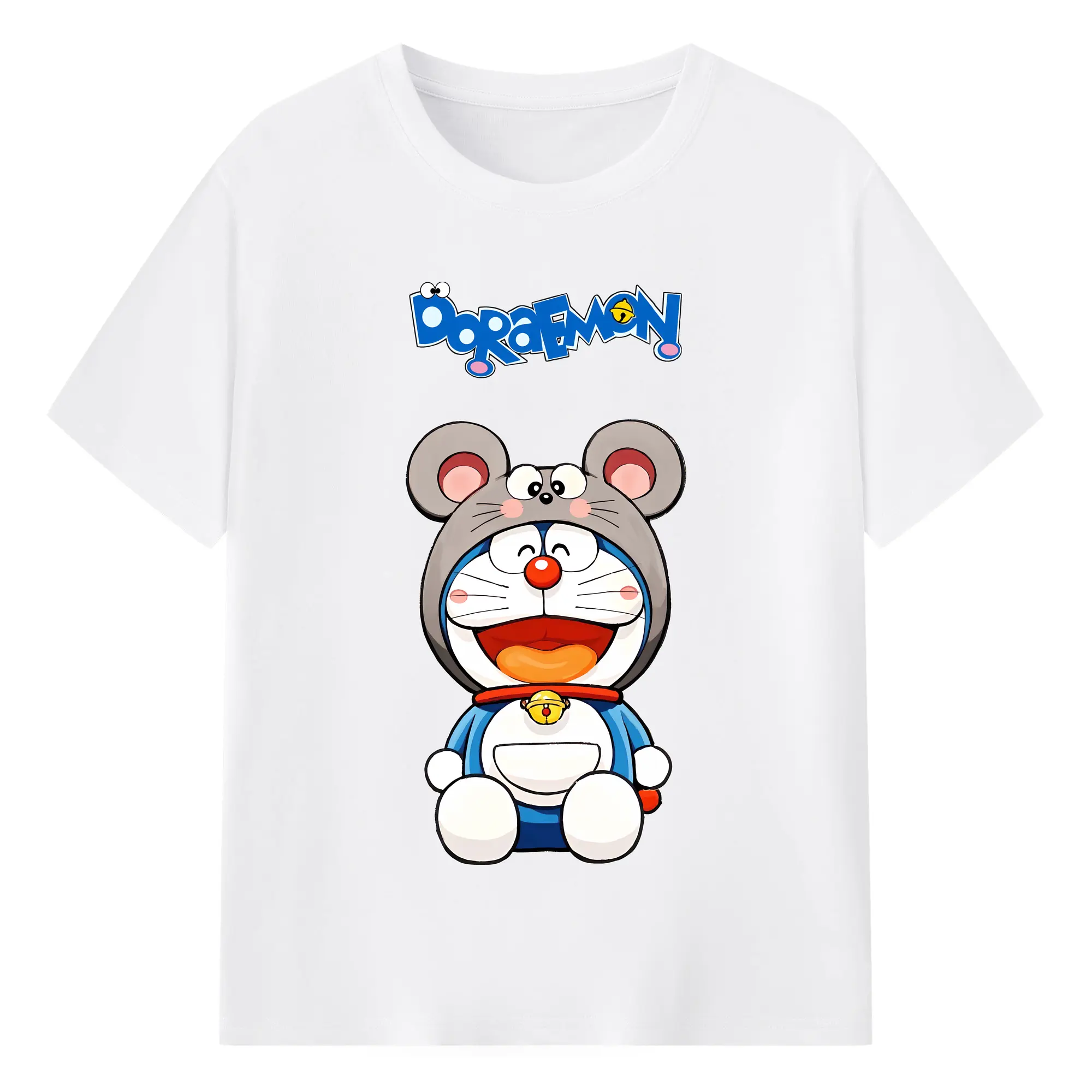 ドラえもん グッズドラえもん - 綿100％ 半袖Tシャツ ・ フロントプリント ・ 快適 通気性 ・ 日常使い 散歩 スポーツ用