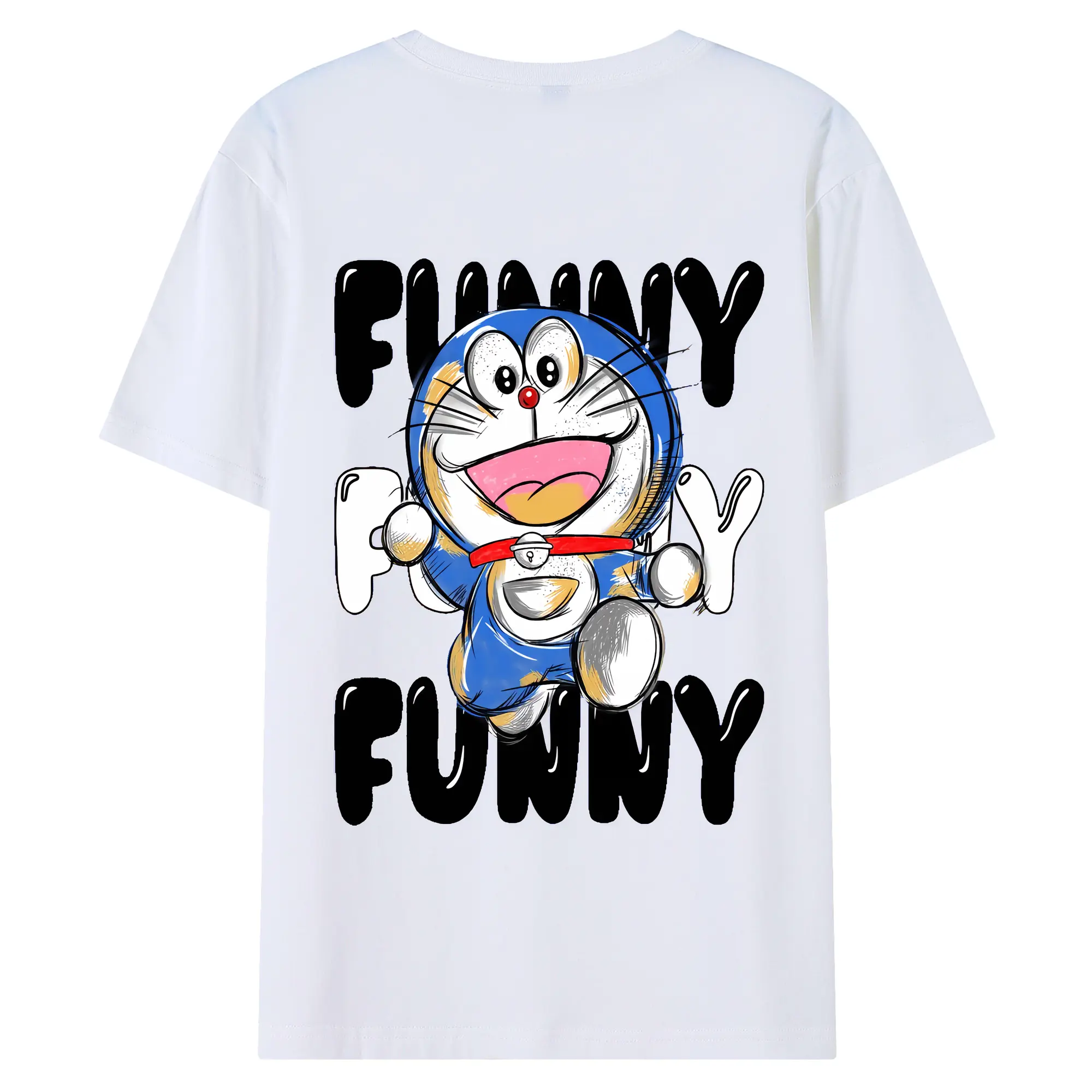 ドラえもん グッズドラえもん - 綿100％ 半袖Tシャツ ・ バックプリント ・ 快適 通気性 ・ 日常使い 散歩 スポーツ用