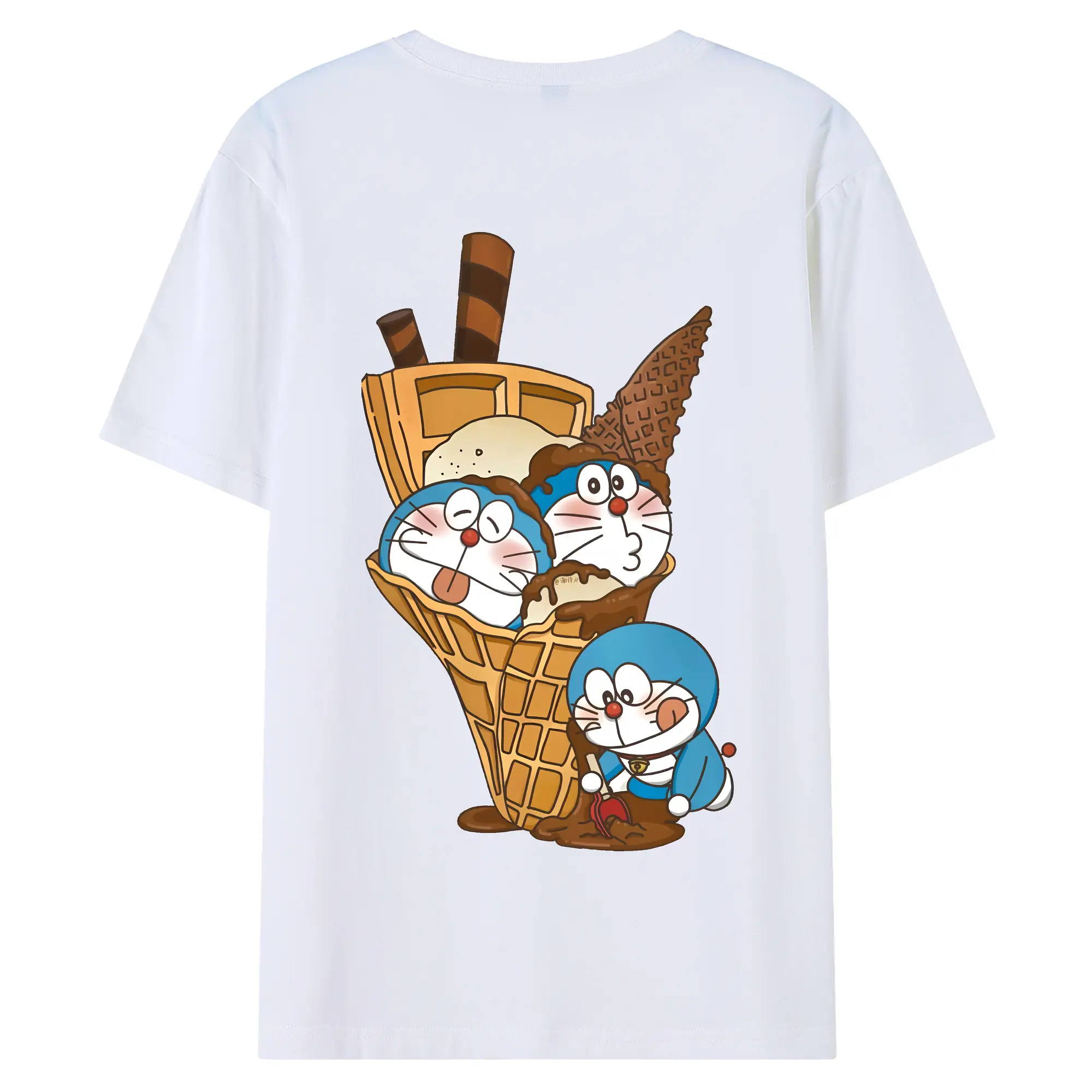 ドラえもん グッズドラえもん - 綿100％ 半袖Tシャツ ・ バックプリント ・ 快適 通気性 ・ 日常使い 散歩 スポーツ用